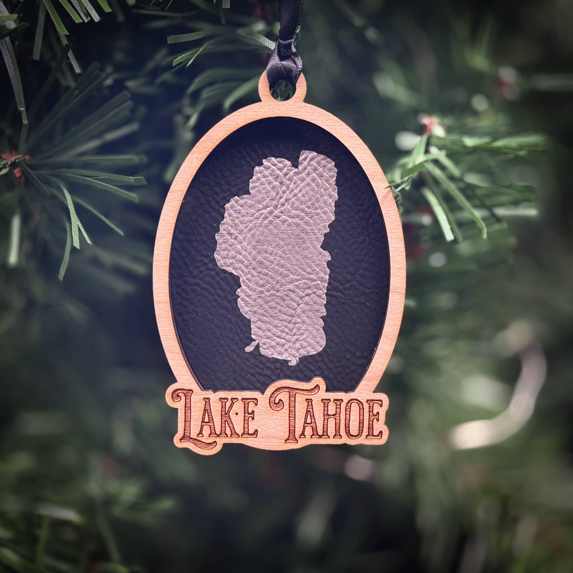 Make My Lake Ornament - Layered Wood Design with Engraved Cherry Plywood