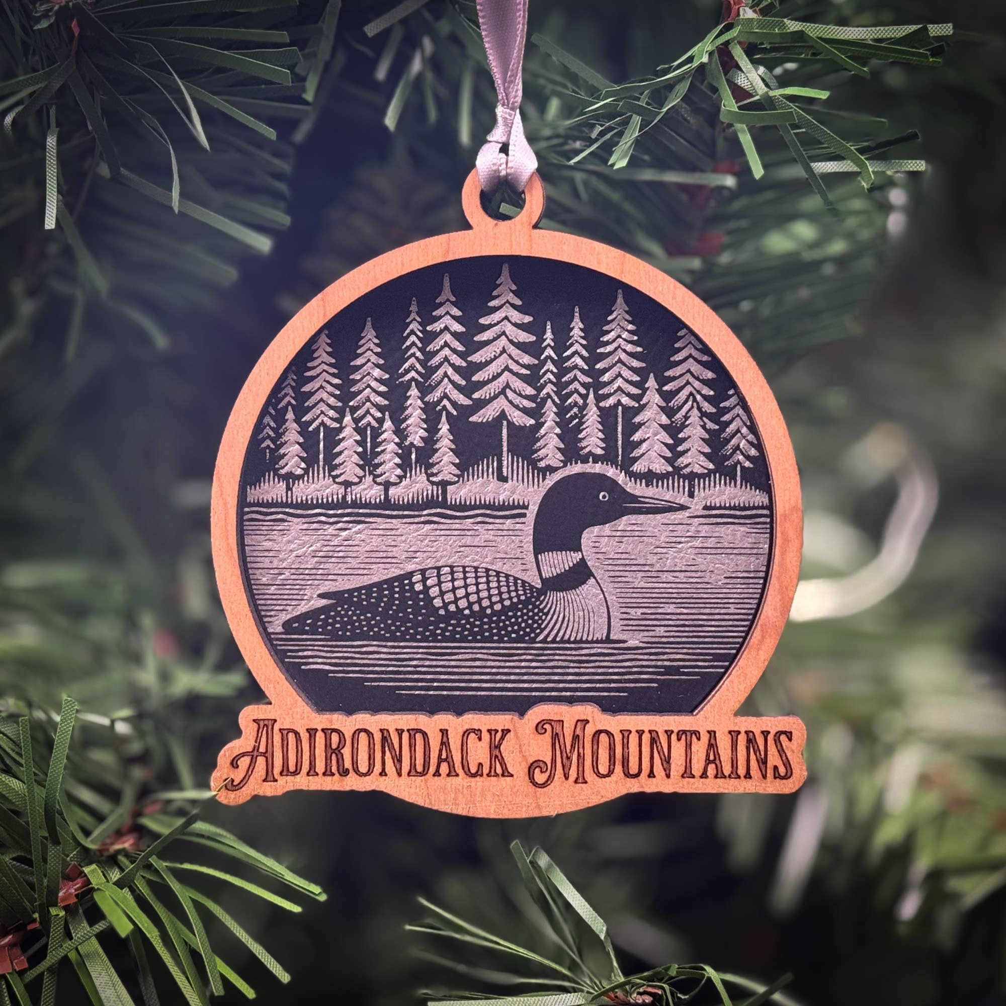 Loon on a Lake Wood Ornament 3 Layered