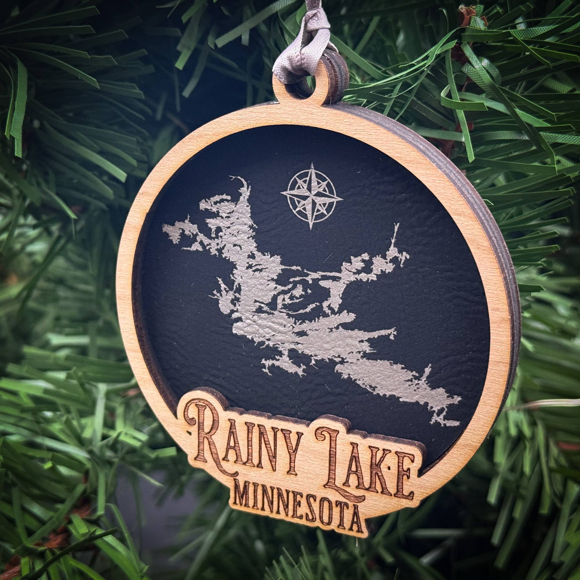 Make My Lake Ornament - Layered Wood Design with Engraved Cherry Plywood