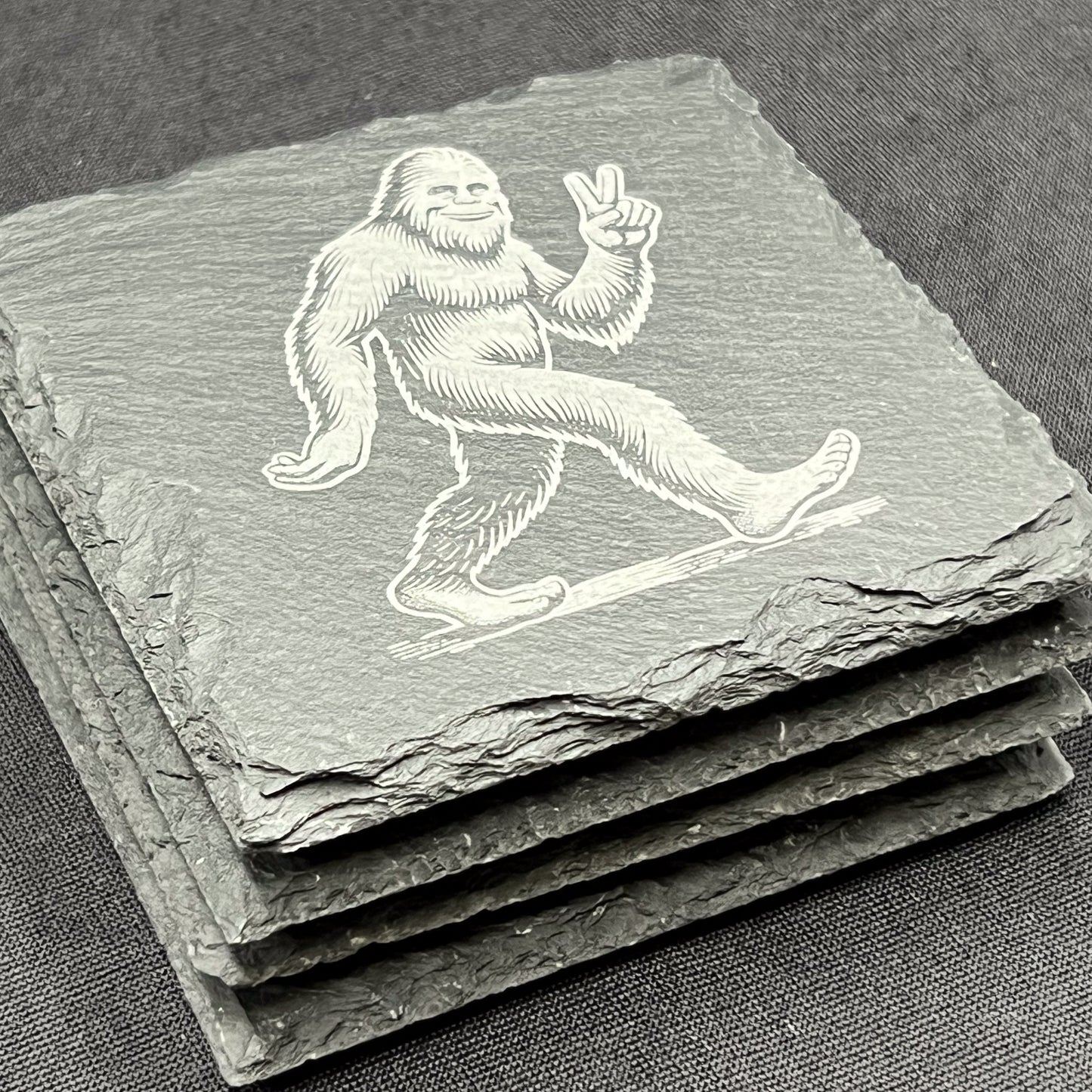 Bigfoot Peace Peace Out! - 4" Square Slate Coaster