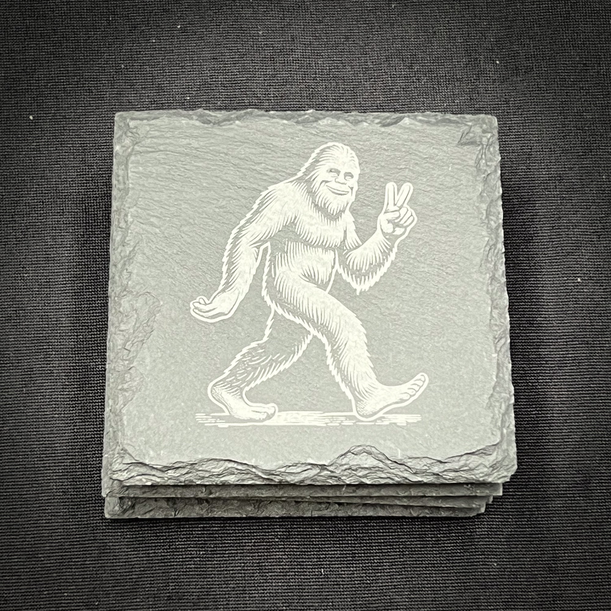 Bigfoot Peace Peace Out! - 4" Square Slate Coaster