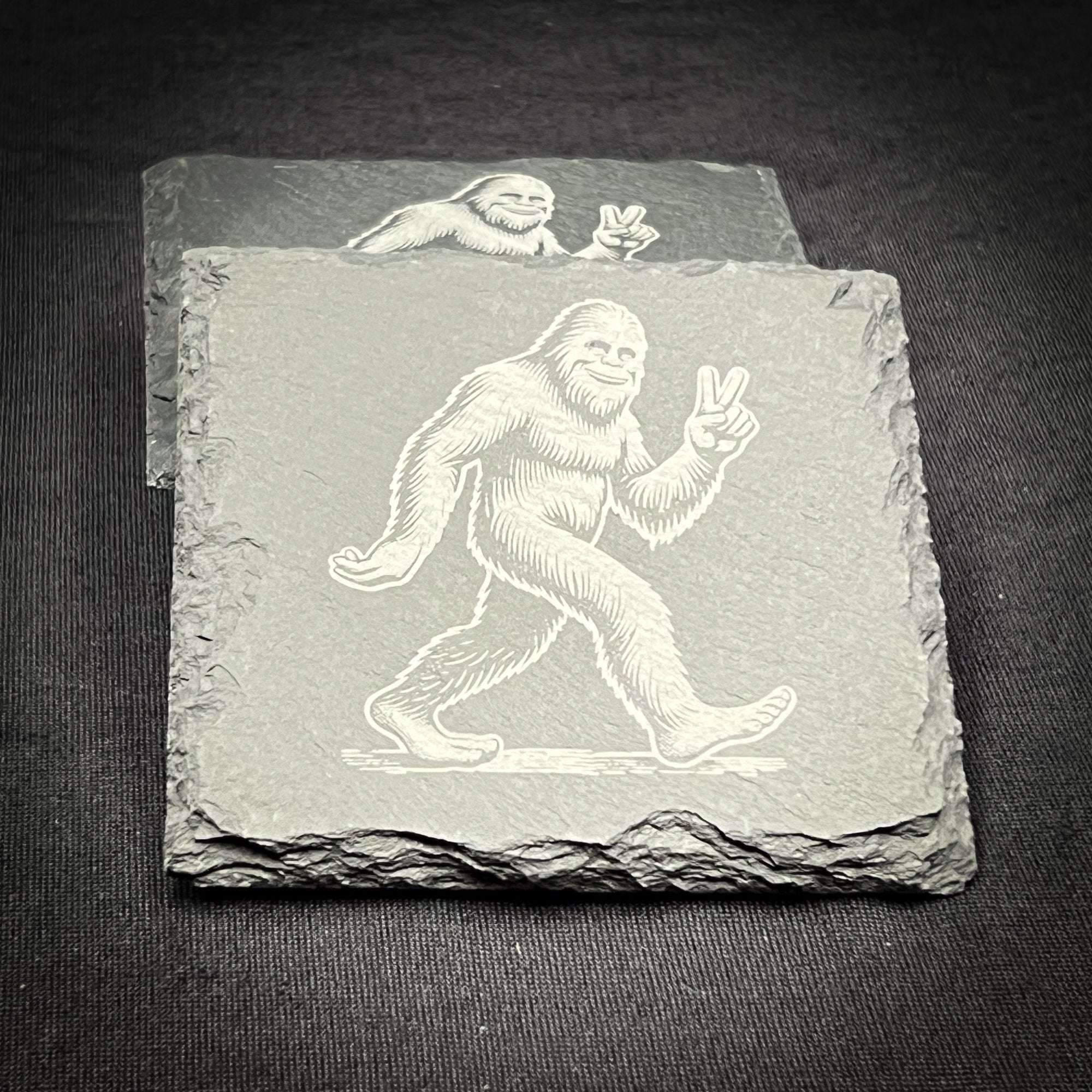Bigfoot Peace Peace Out! - 4" Square Slate Coaster