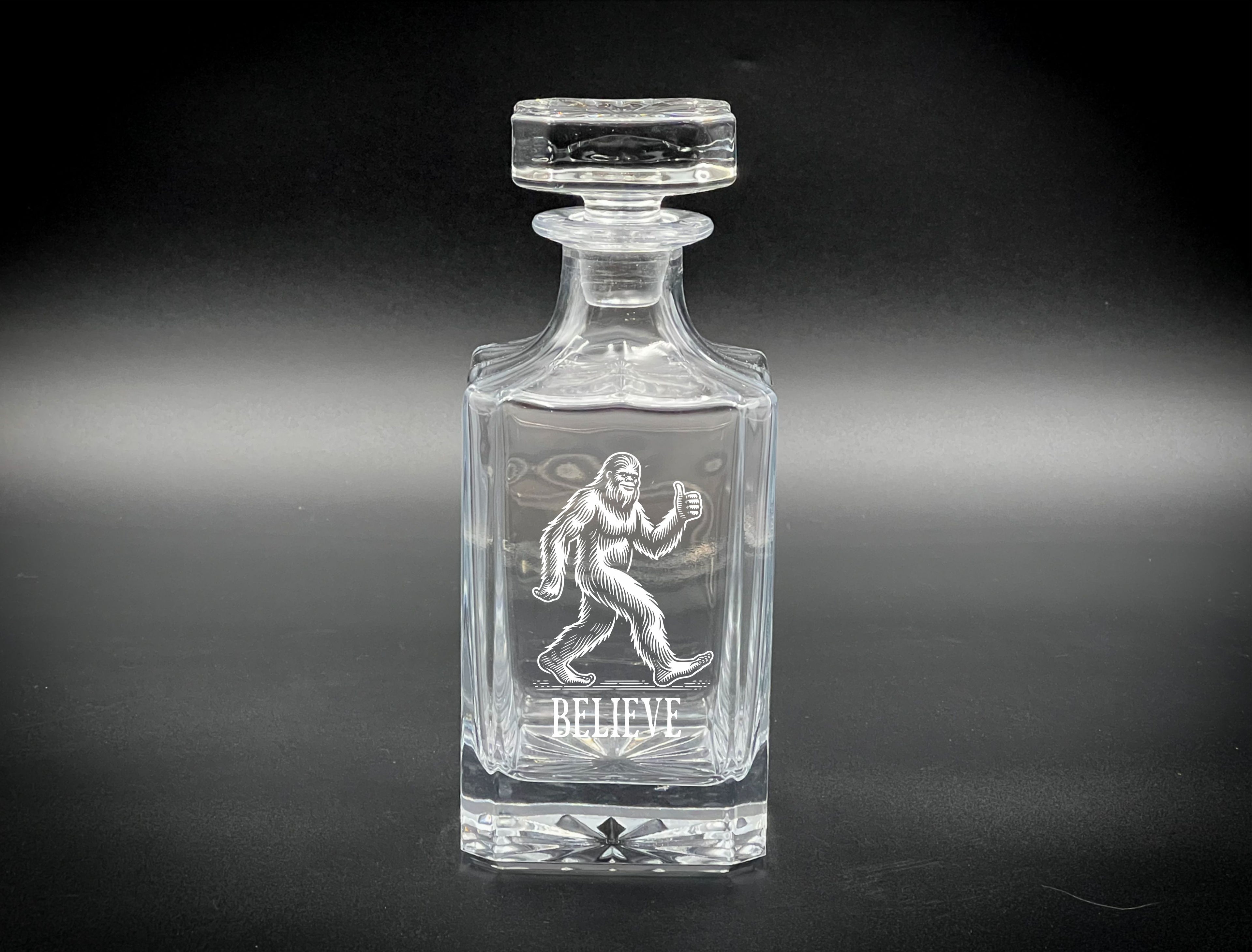 Bigfoot Believe - etched 750ml Whiskey Decanter