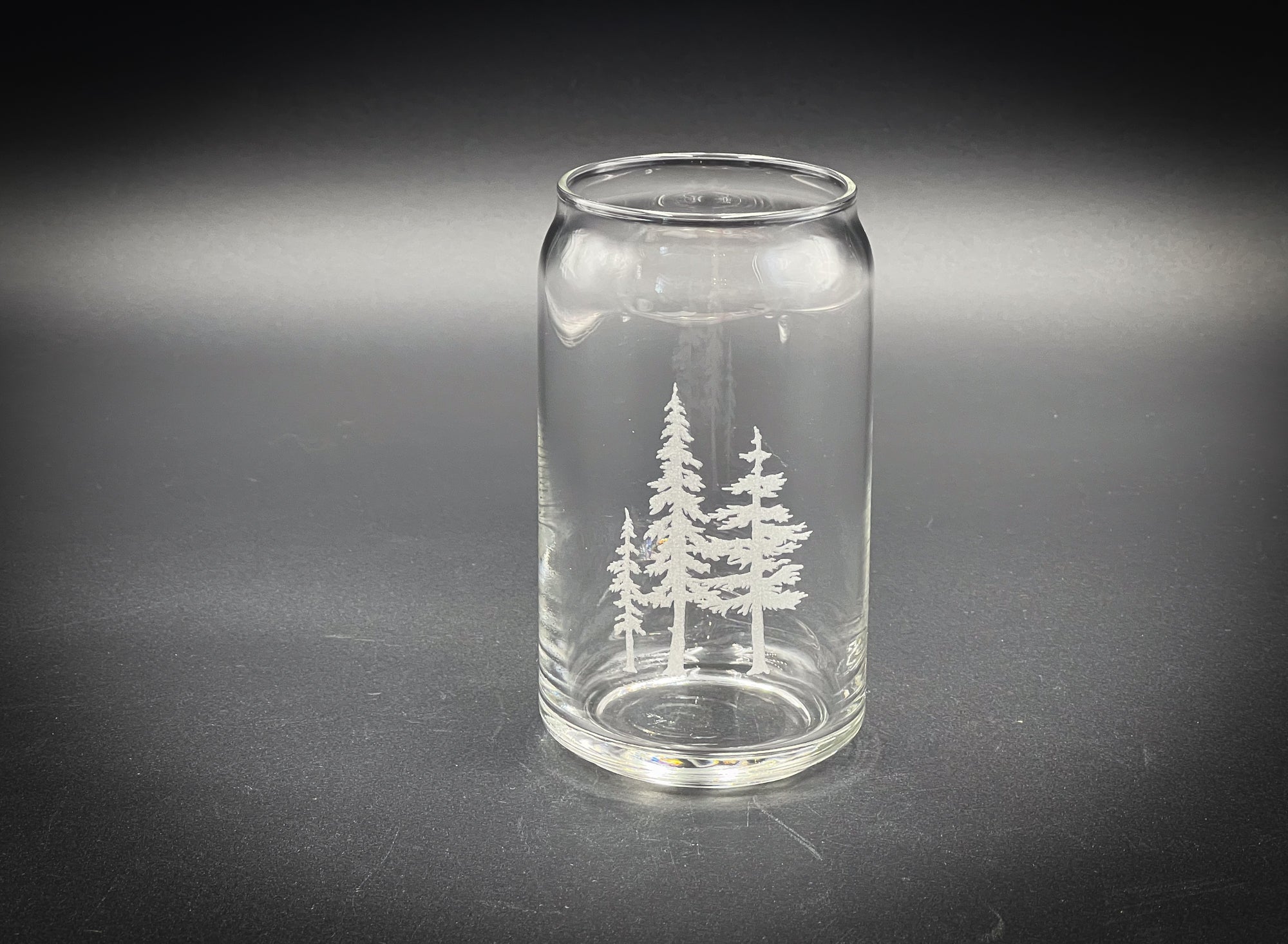 16 oz Can Glass – Etched Glass Tumbler With Unique Nature Themed Design