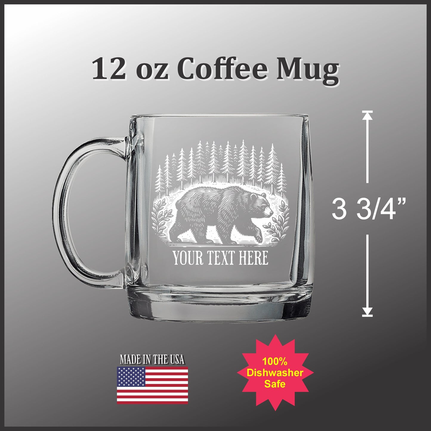 Bear in a Forest 12 oz Glass Handled Coffee Mug