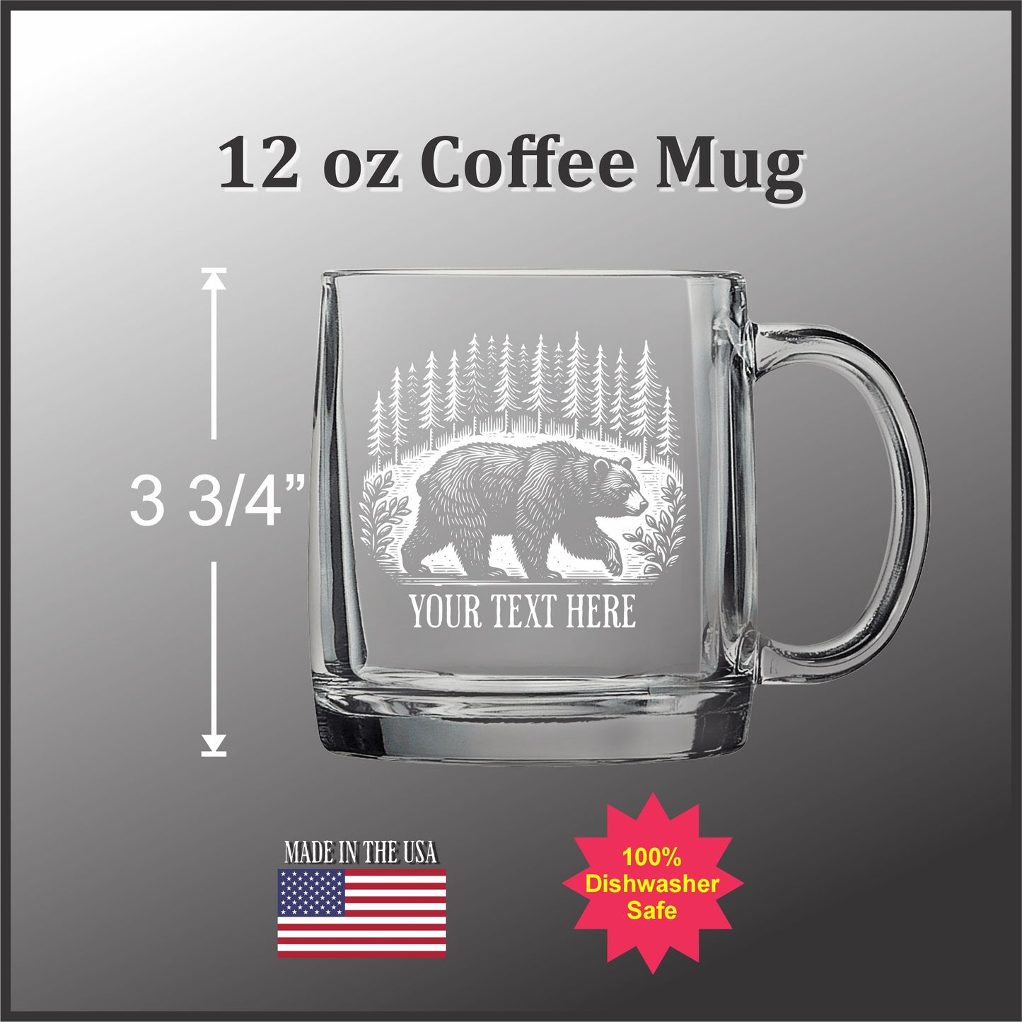 Bear in a Forest 12 oz Glass Handled Coffee Mug