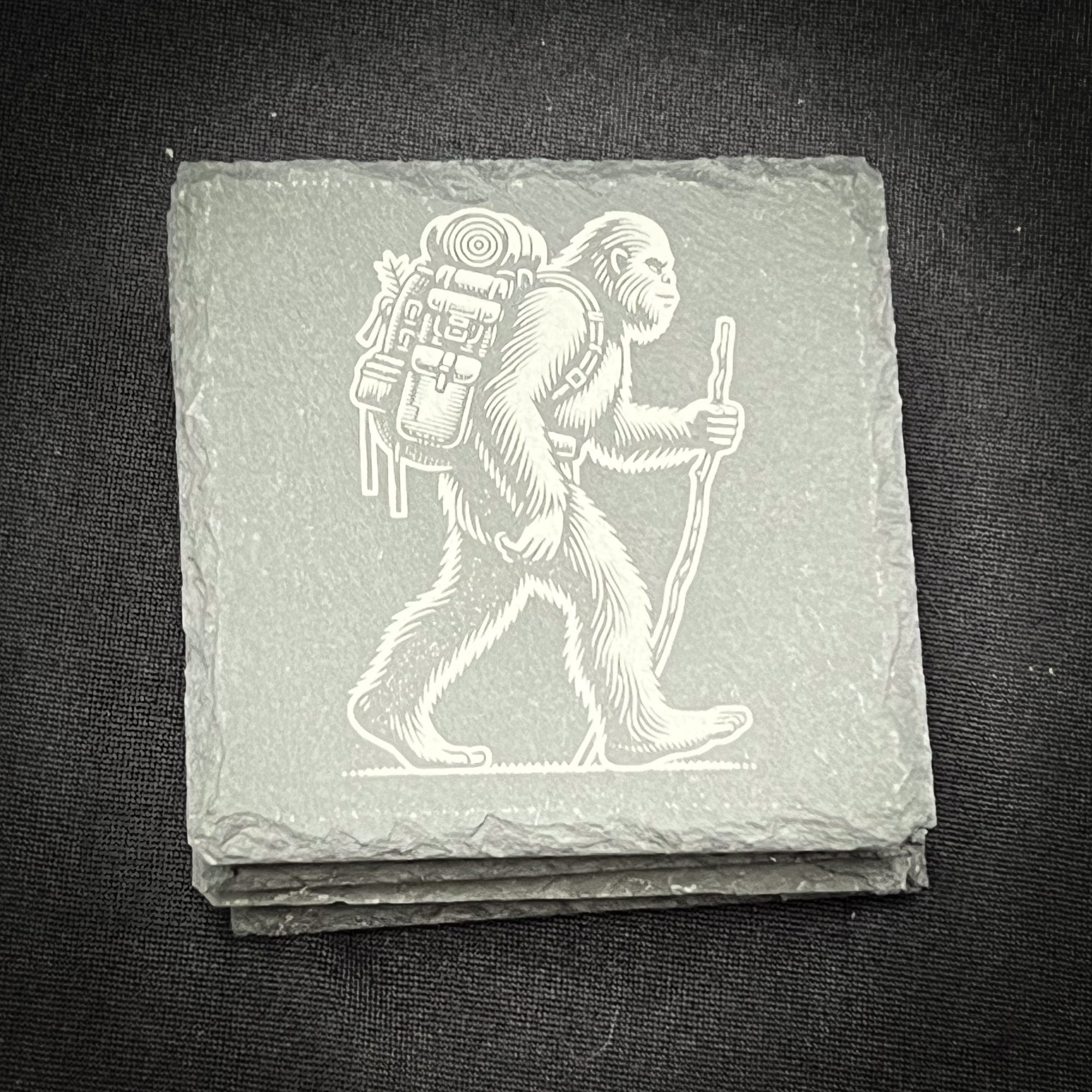 Bigfoot Hiking Slate Coaster - 4" Square Drinkware Accessory