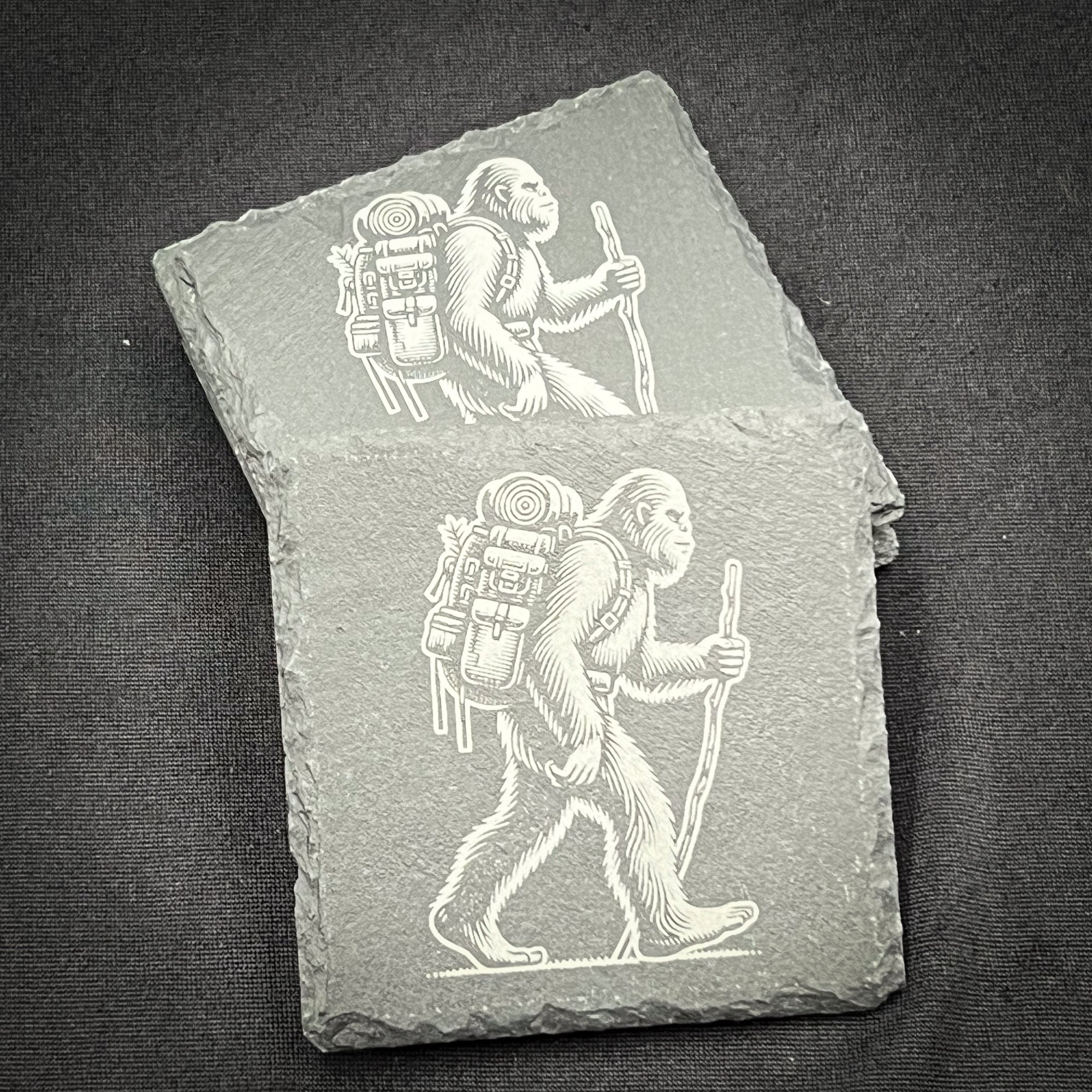 Bigfoot Hiking Slate Coaster - 4" Square Drinkware Accessory