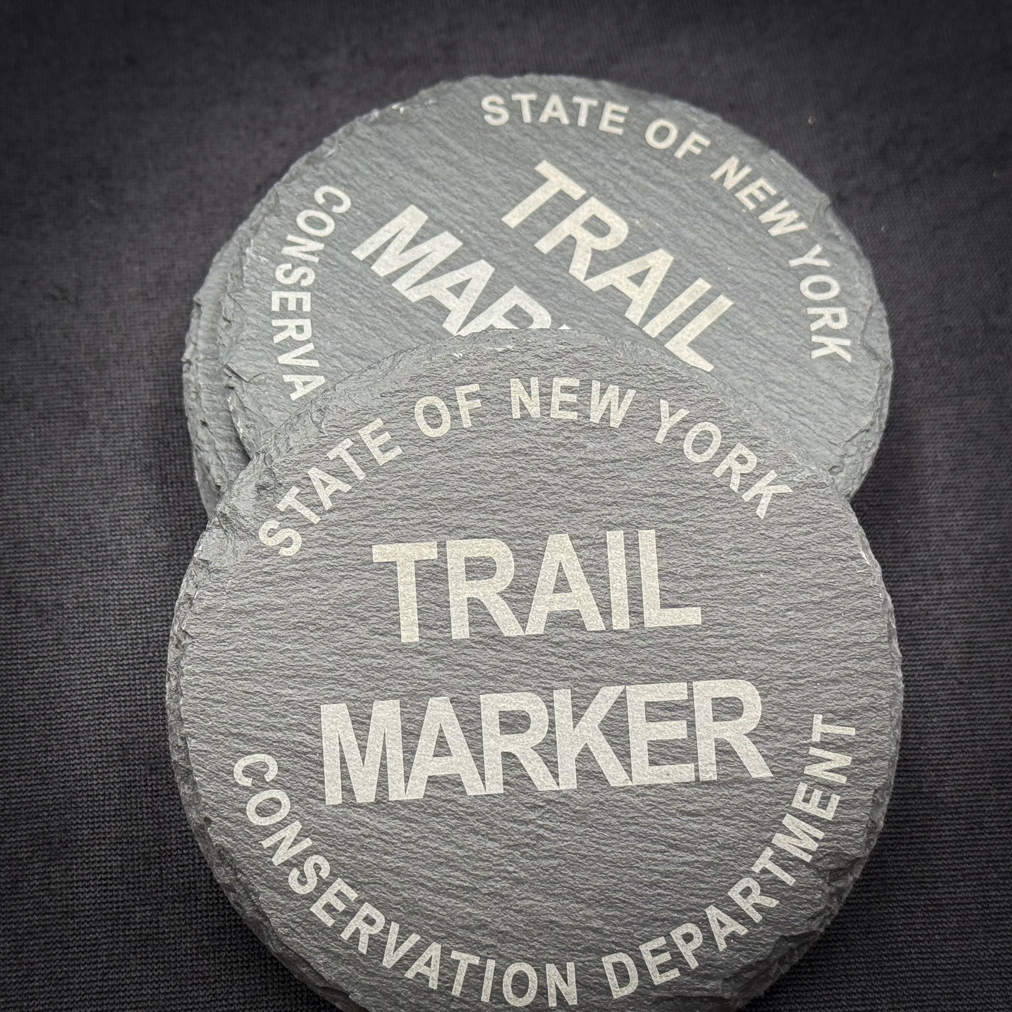 ADK Trail Marker  - 4" Round Slate Coaster