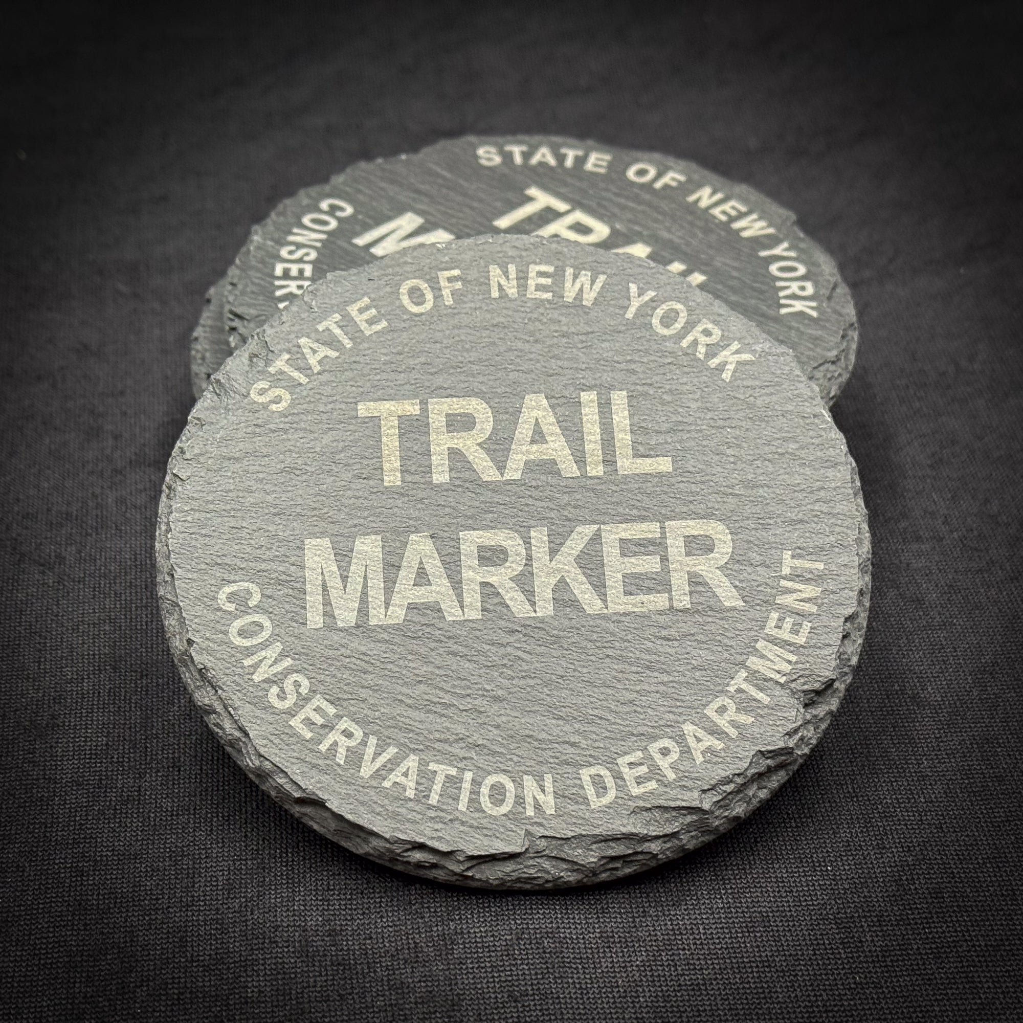 ADK Trail Marker  - 4" Round Slate Coaster