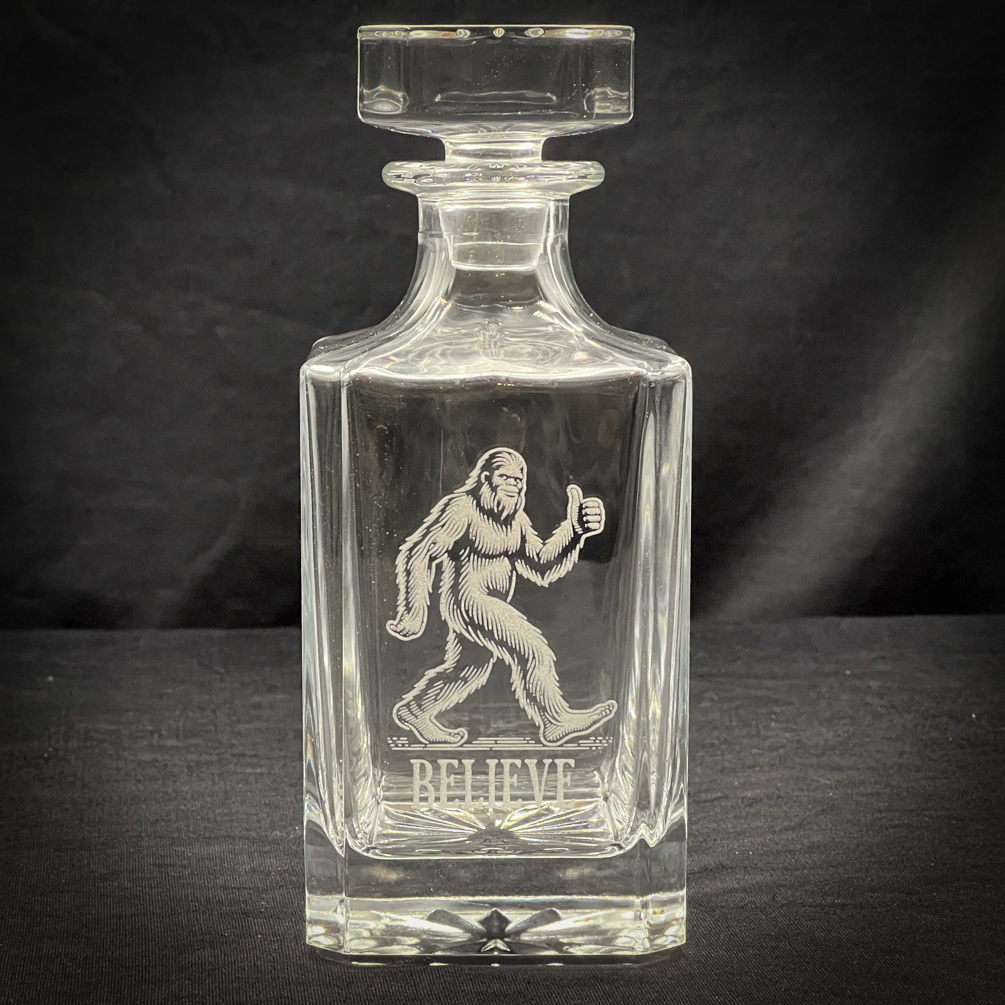Bigfoot Believe - etched 750ml Whiskey Decanter