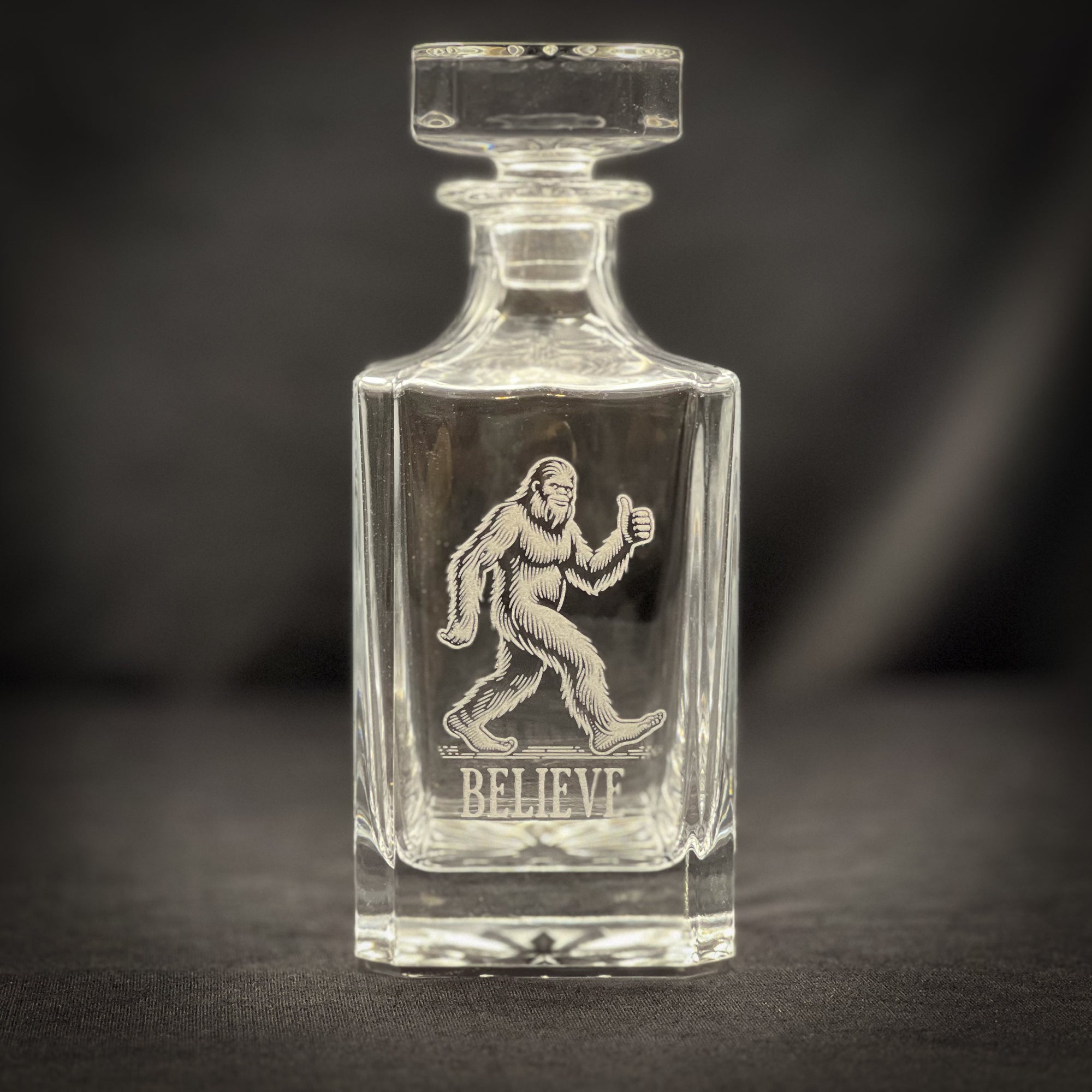Bigfoot Believe - etched 750ml Whiskey Decanter