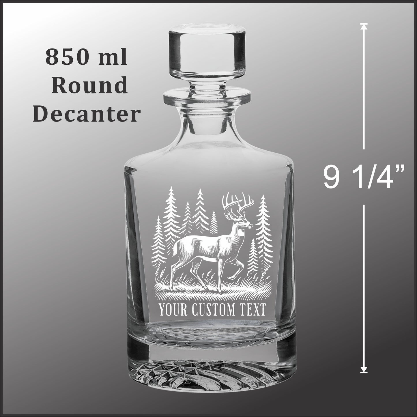 Deer in a Forest - 850ml Round Whiskey Decanter