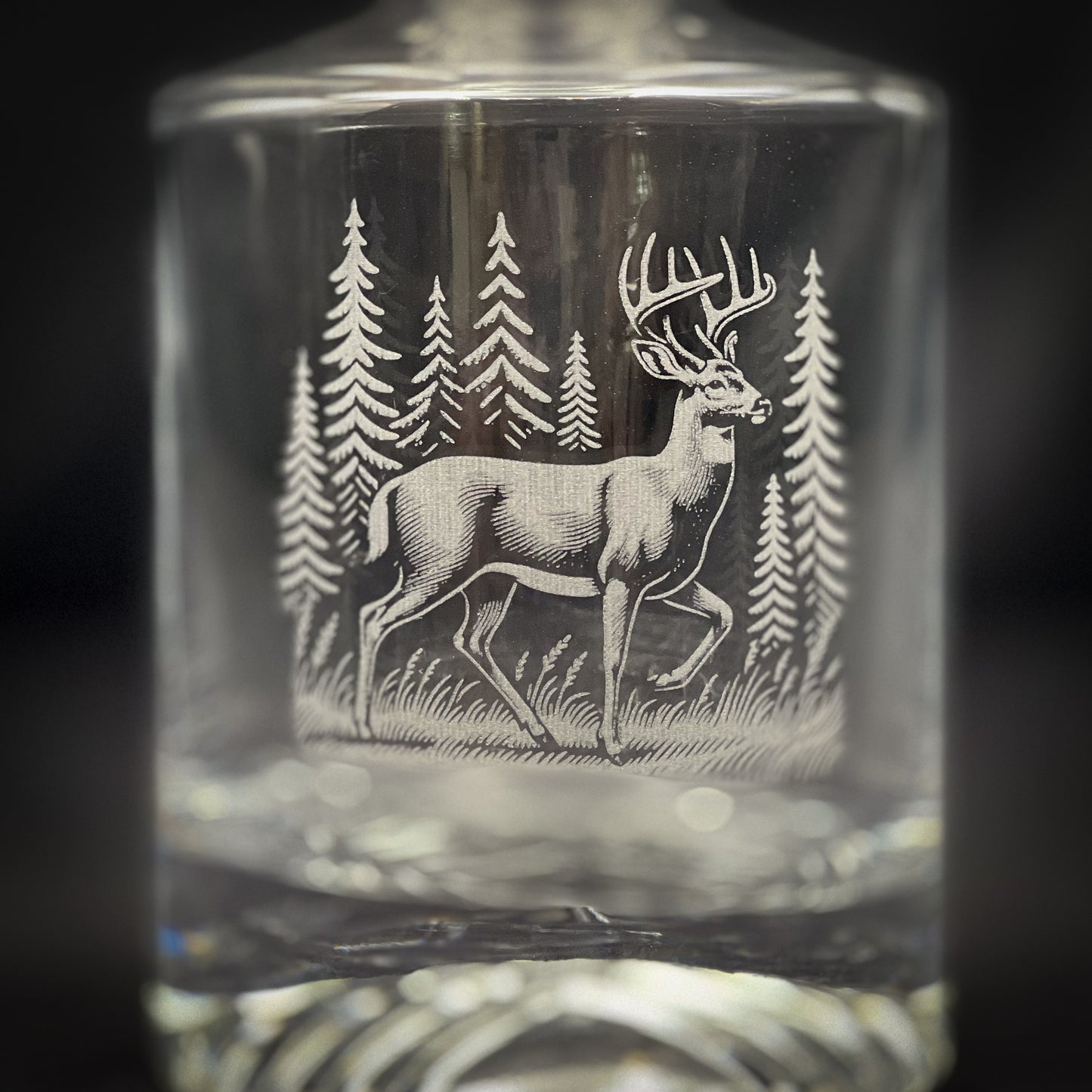 Deer in a Forest - 850ml Round Whiskey Decanter