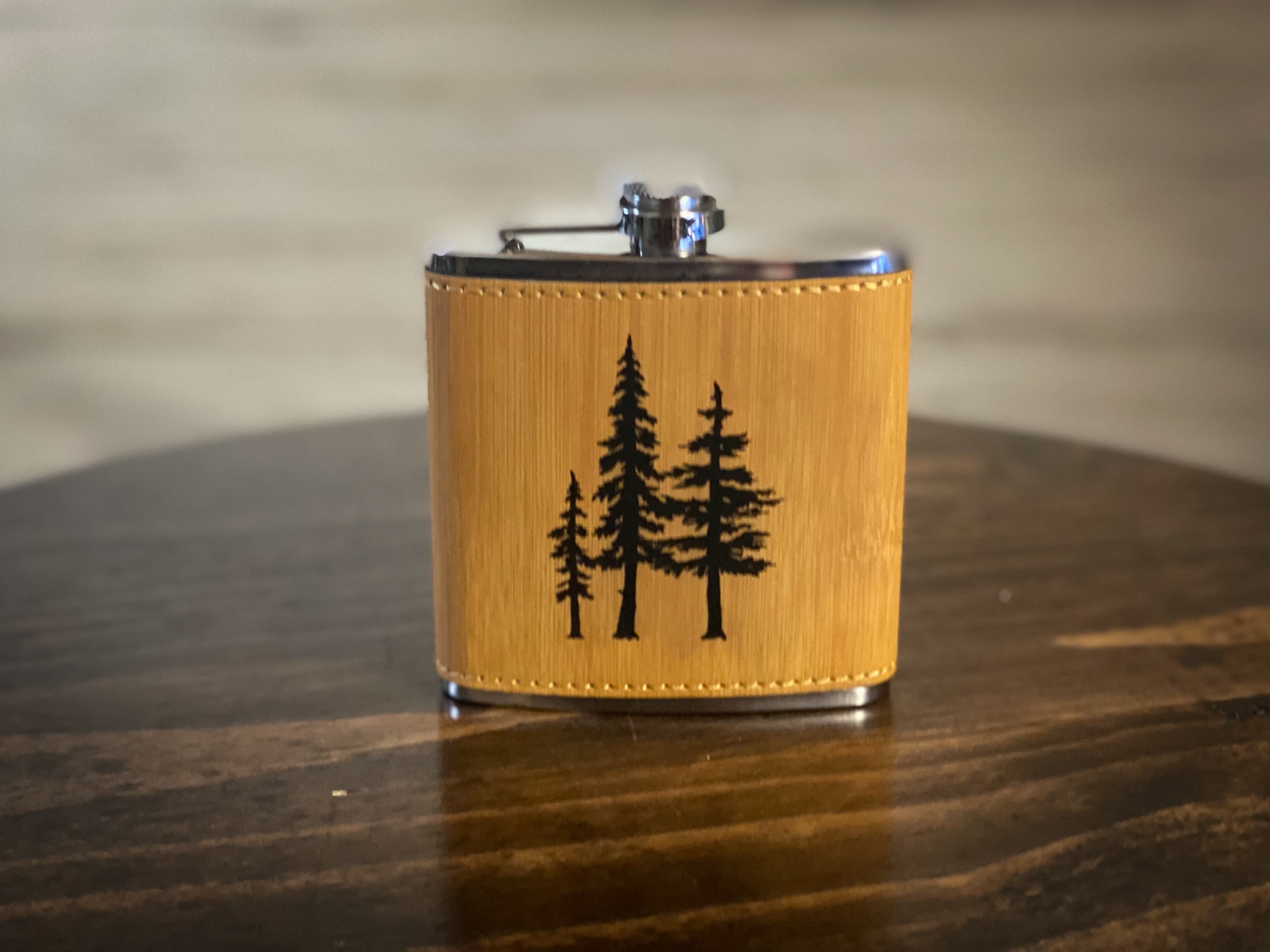 3 Trees - 6 oz Leatherette Wrapped Flask