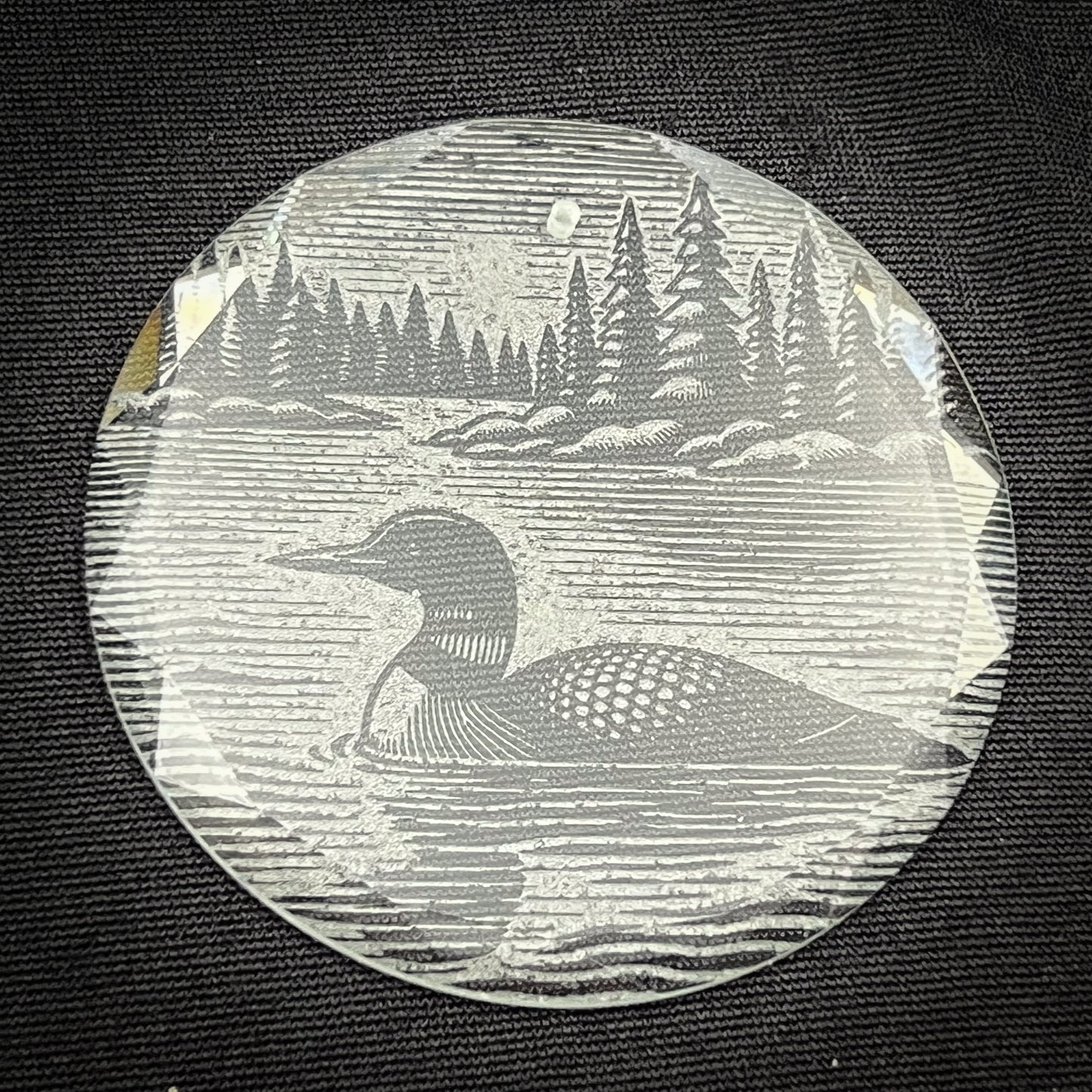 Loon on a Lake 3 1/4" Round Clear Glass Ornament