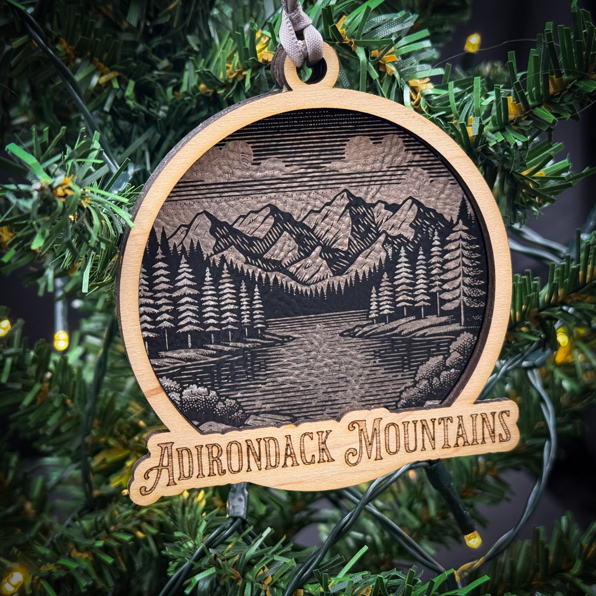 Mountains and Trees Wood Ornament 3 Layered