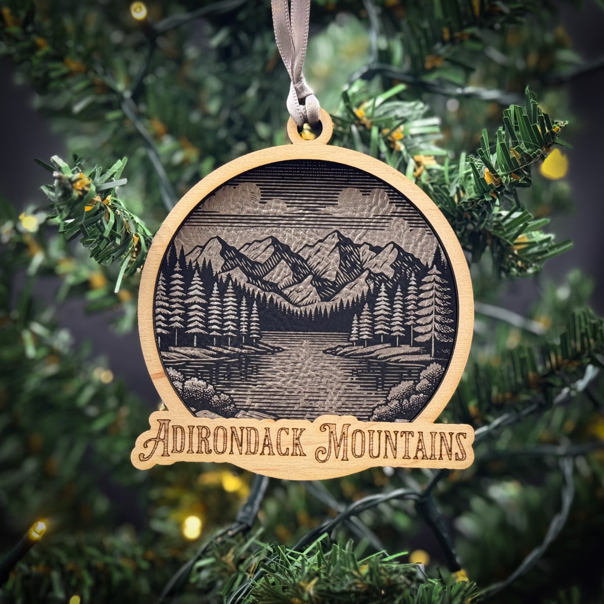 Mountains and Trees Wood Ornament 3 Layered