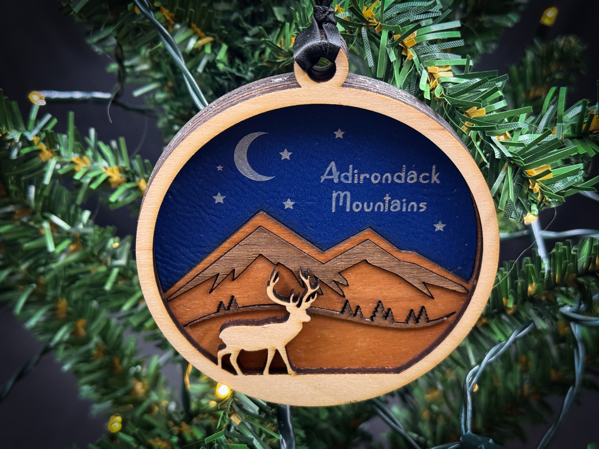 Deer, Trees and Mountains Ornament