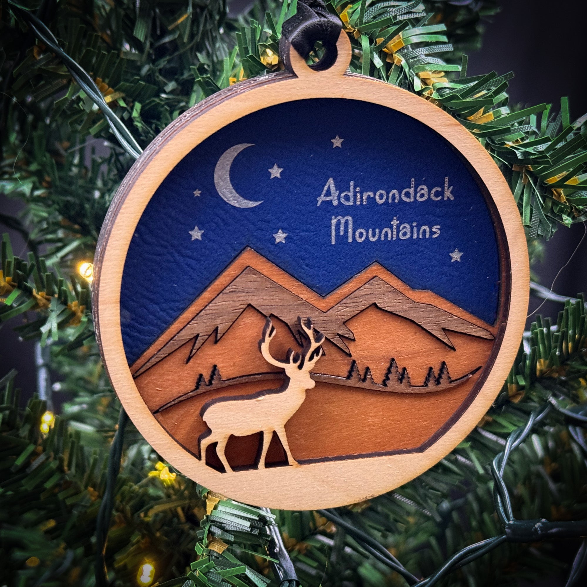 Deer, Trees and Mountains Ornament