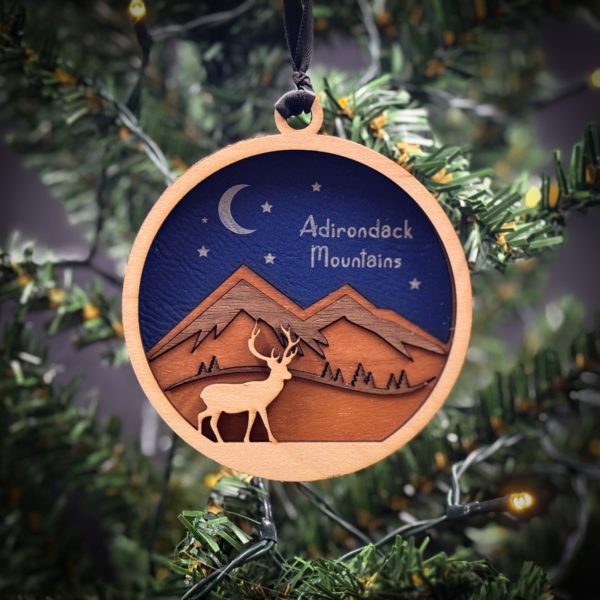 Deer, Trees and Mountains Ornament