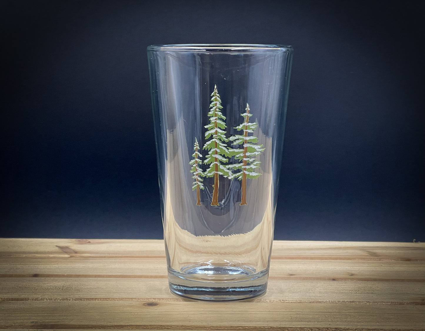 Snowy Trees - Hand Painted Pint glass