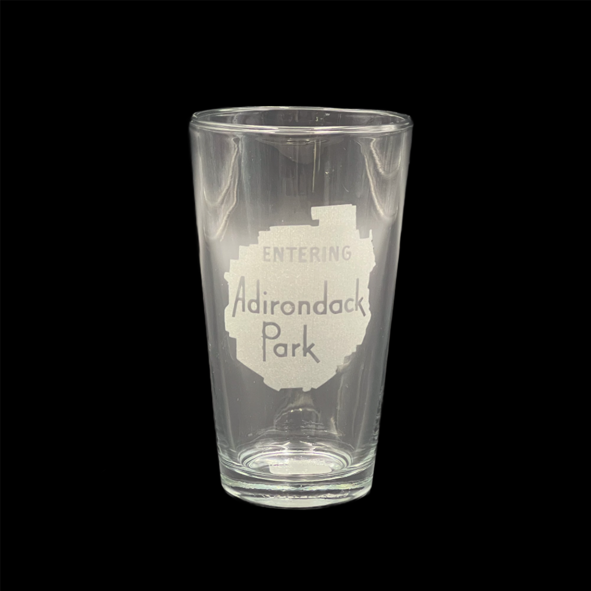 Entering the Adirondack Park Sign engraved pint glass
