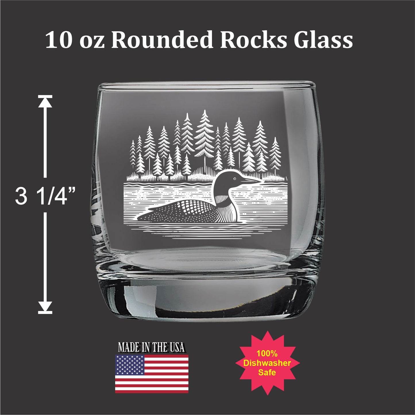 Loon on a Lake 10 oz Old Fashioned
