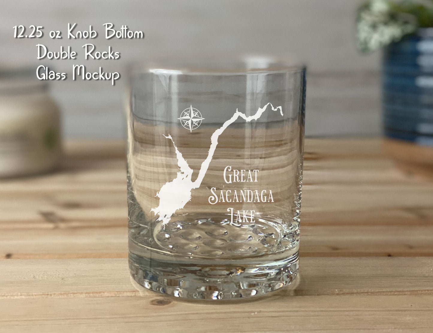 Make My Lake Double NEW Vintage Knob Rocks Glass