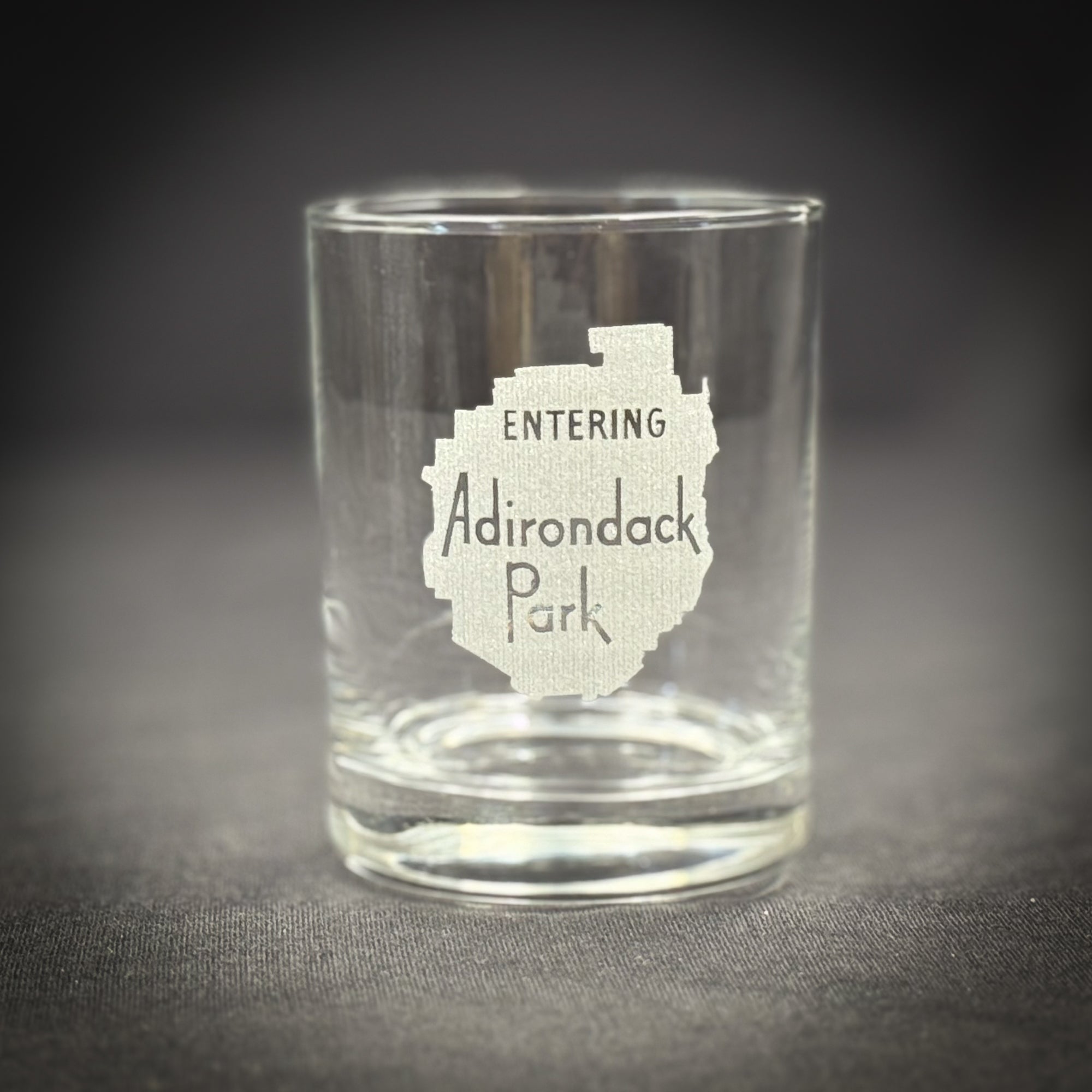 Entering the ADK Sign - Etched 14 oz Double Rocks Glass
