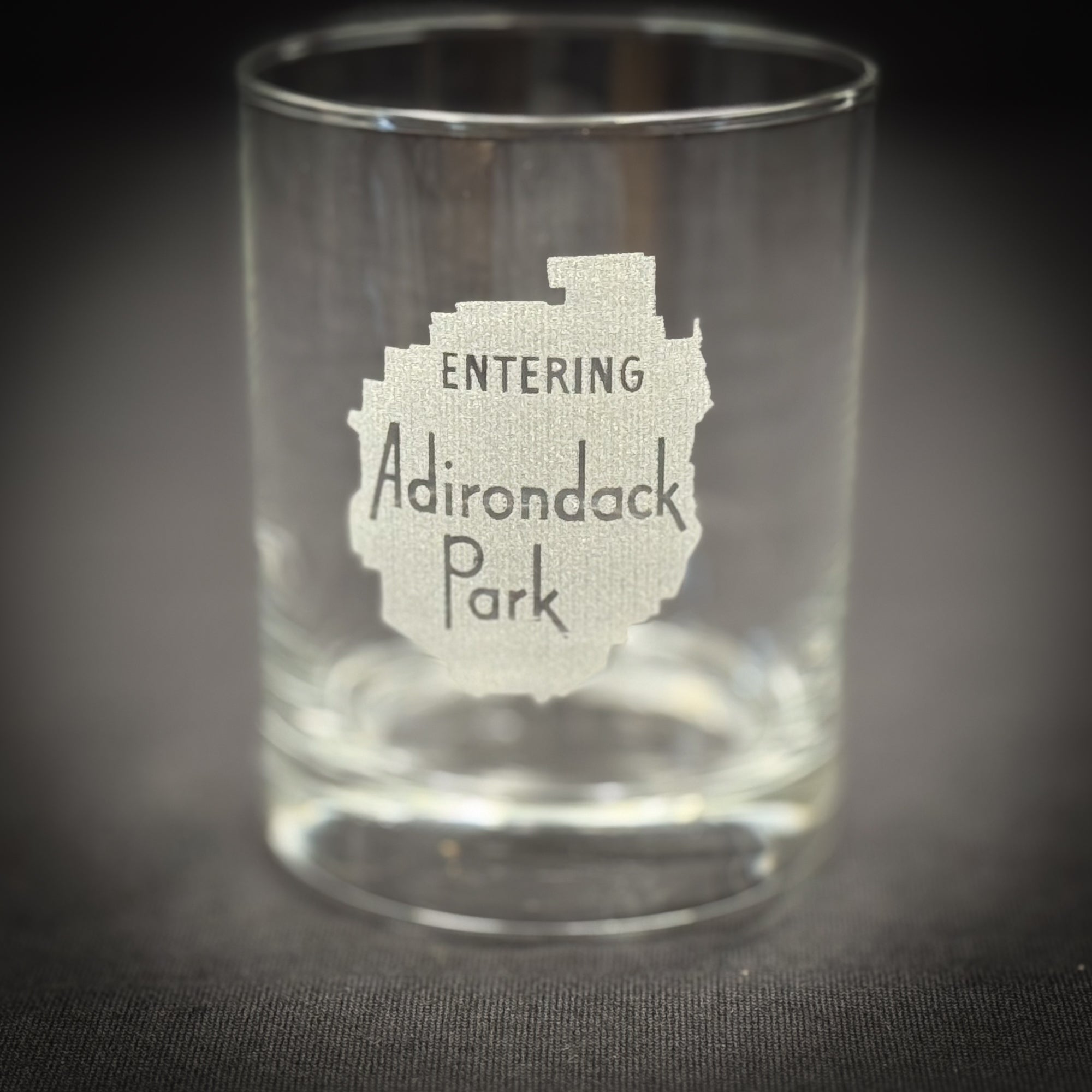 Entering the ADK Sign - Etched 14 oz Double Rocks Glass