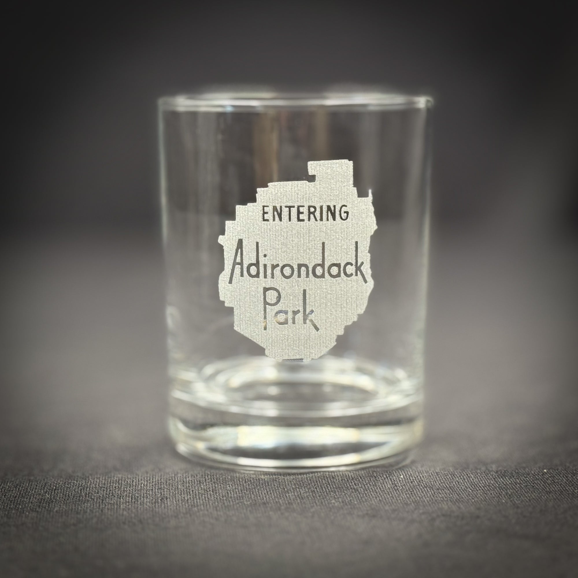 Entering the ADK Sign - Etched 14 oz Double Rocks Glass