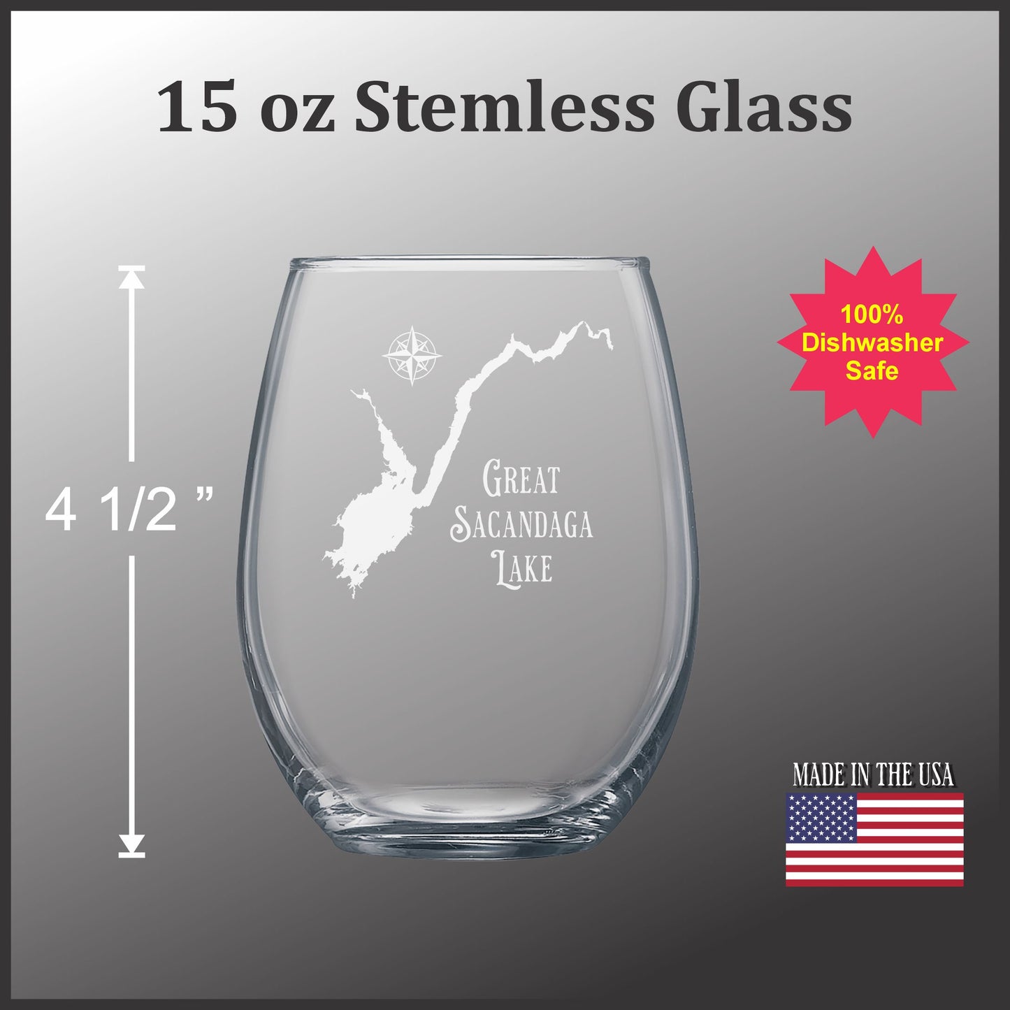 Make My Lake NEW! Vintage 15 oz Stemless Wine Glass