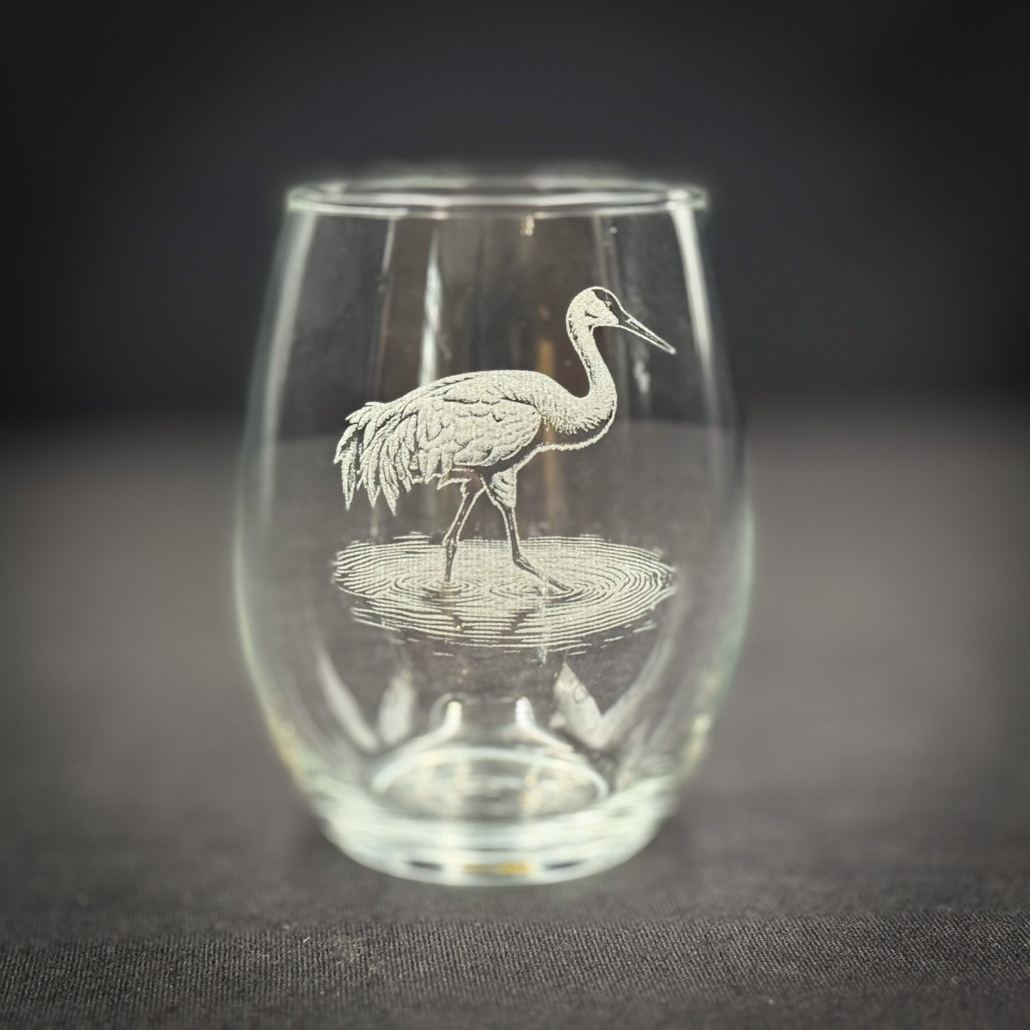 Sandhill Crane - 15 oz Stemless Wine Glass
