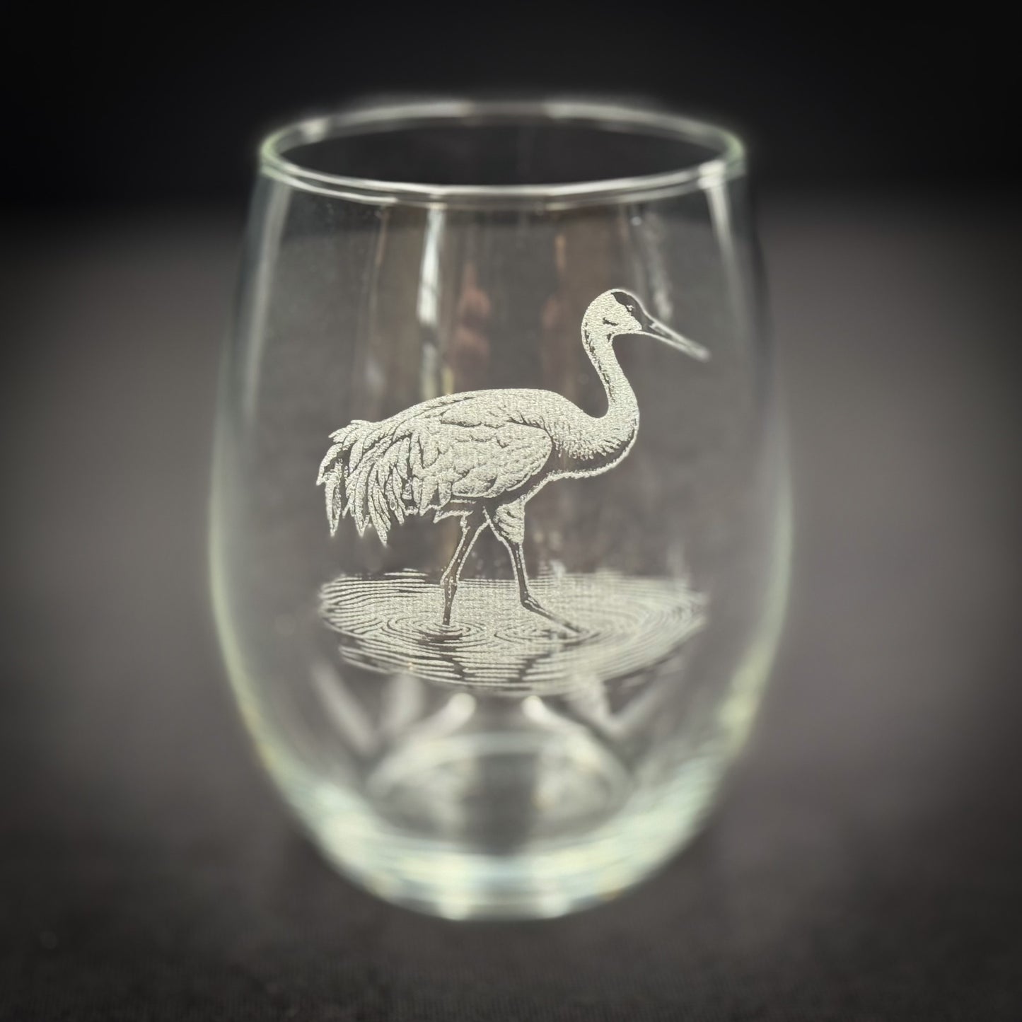 Sandhill Crane - 15 oz Stemless Wine Glass
