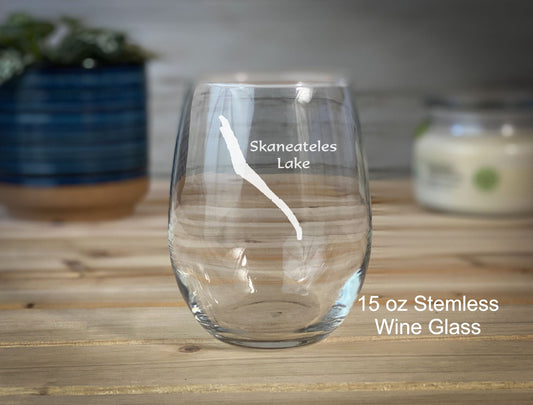 Skaneateles Lake -  15 oz Stemless Wine Glass