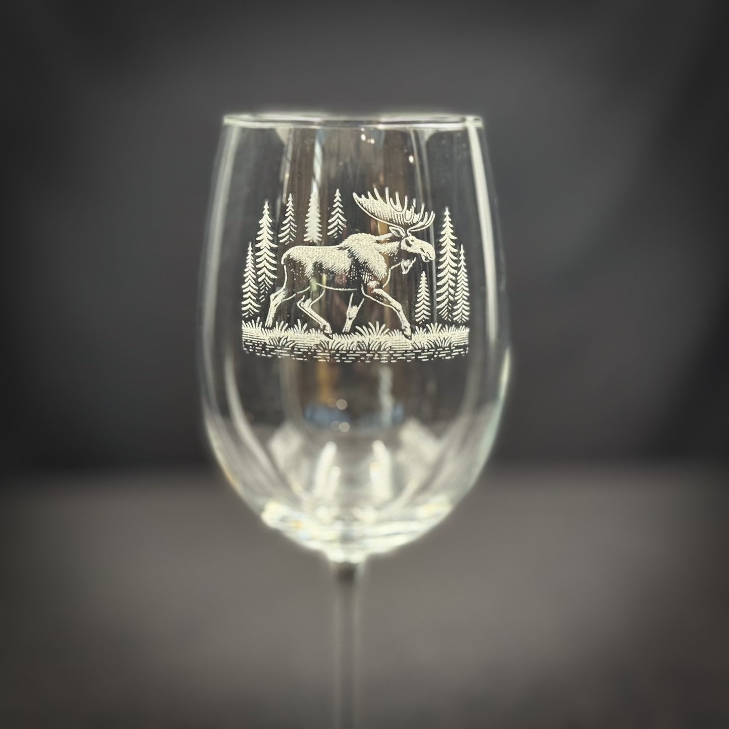 Moose in the Forest 19 oz Stemmed Wine Glass