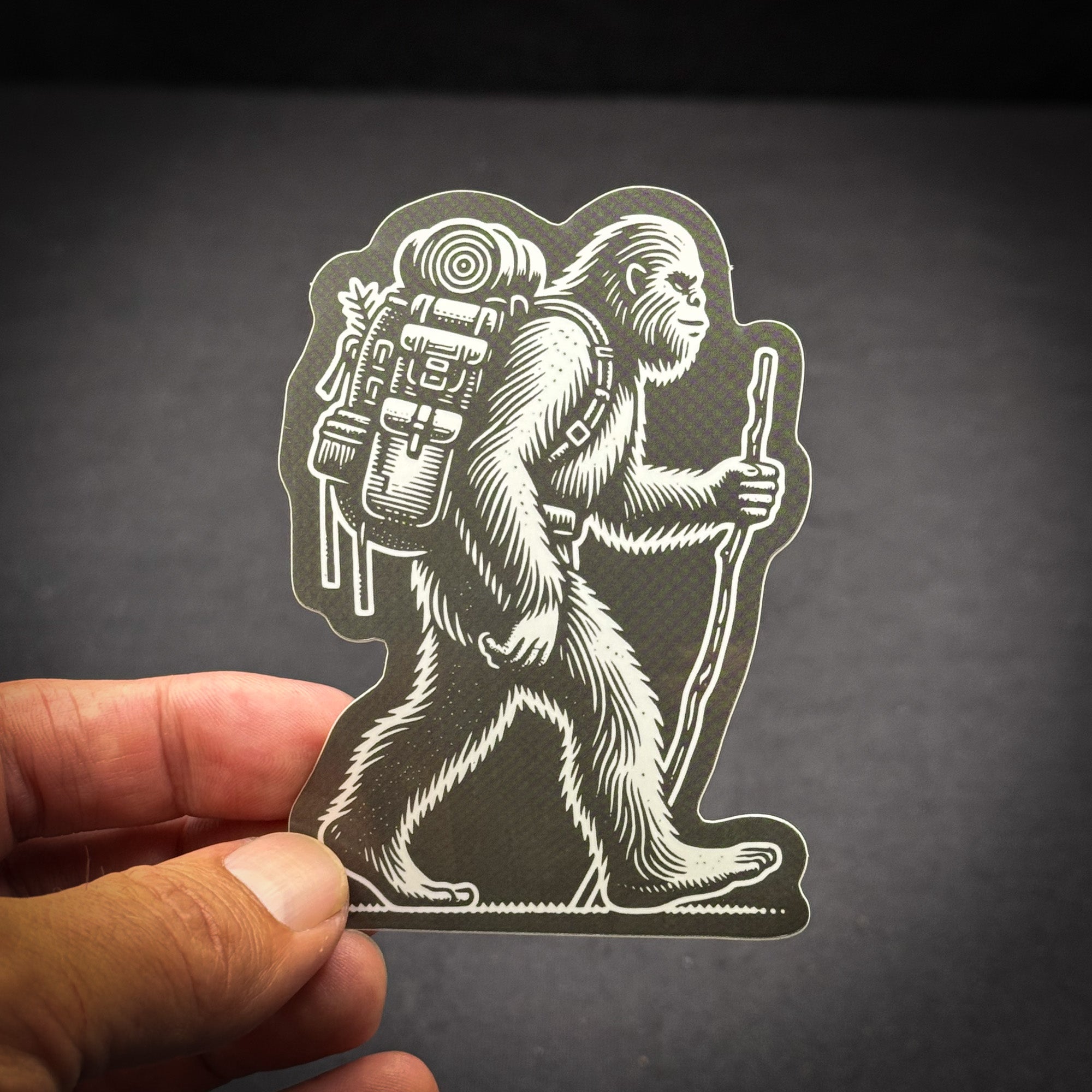 Bigfoot Hiking - Die cut vinyl sticker