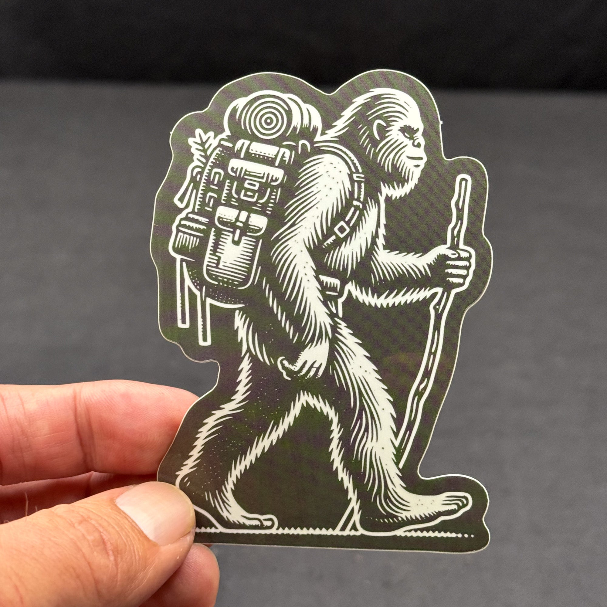 Bigfoot Hiking - Die cut vinyl sticker