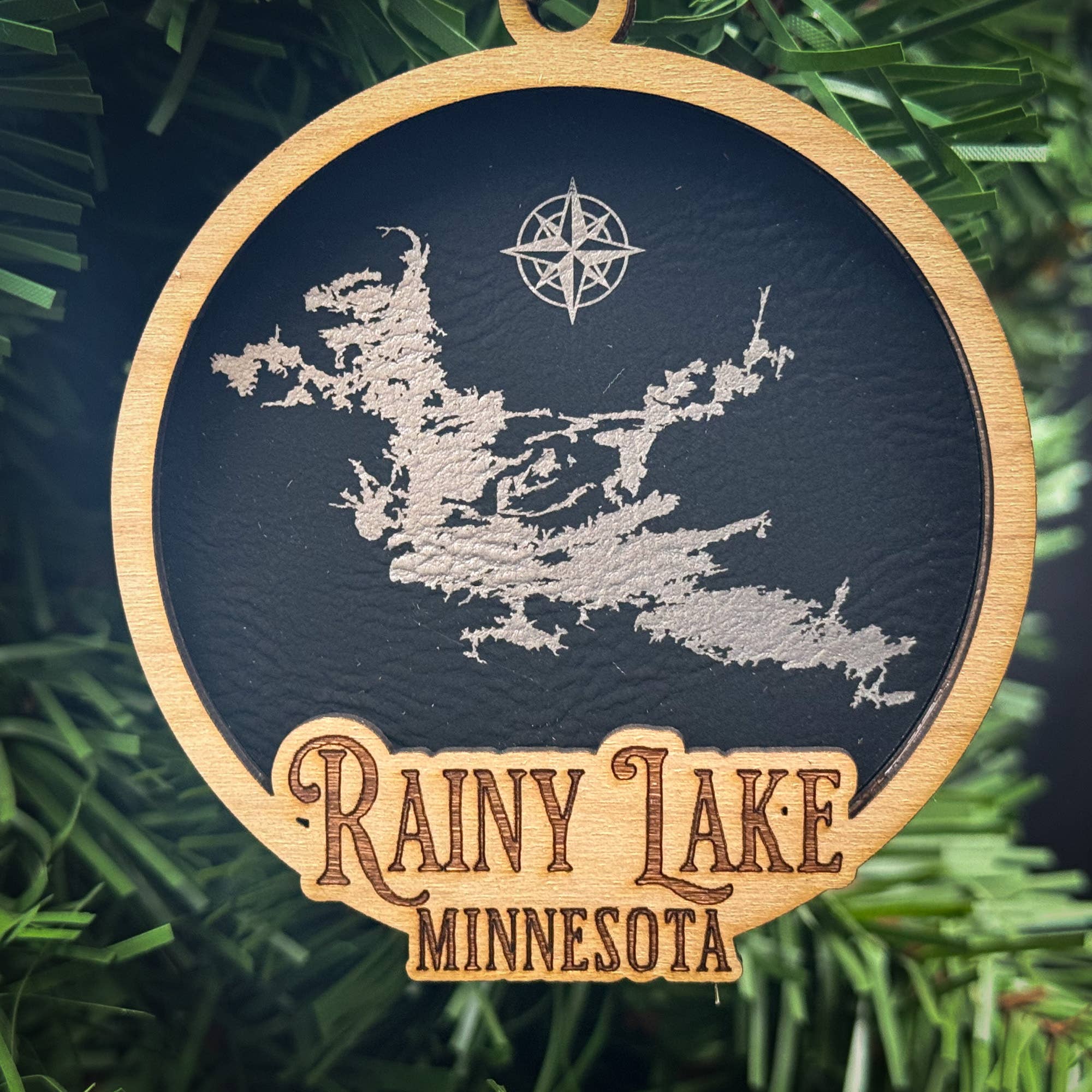 Make My Lake Ornament - Layered Wood Design with Engraved Cherry Plywood