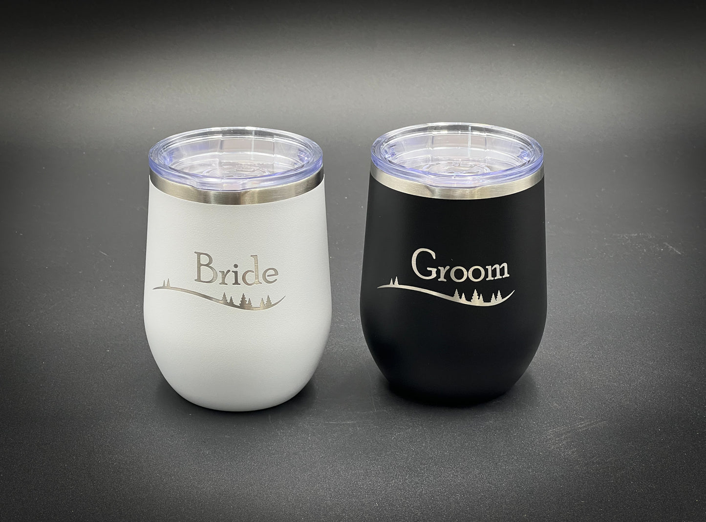 Bride and Groom set - 12 oz Insulated Stemless Wine Tumbler