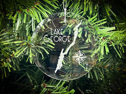 Lake George New York Round Clear Glass Ornament