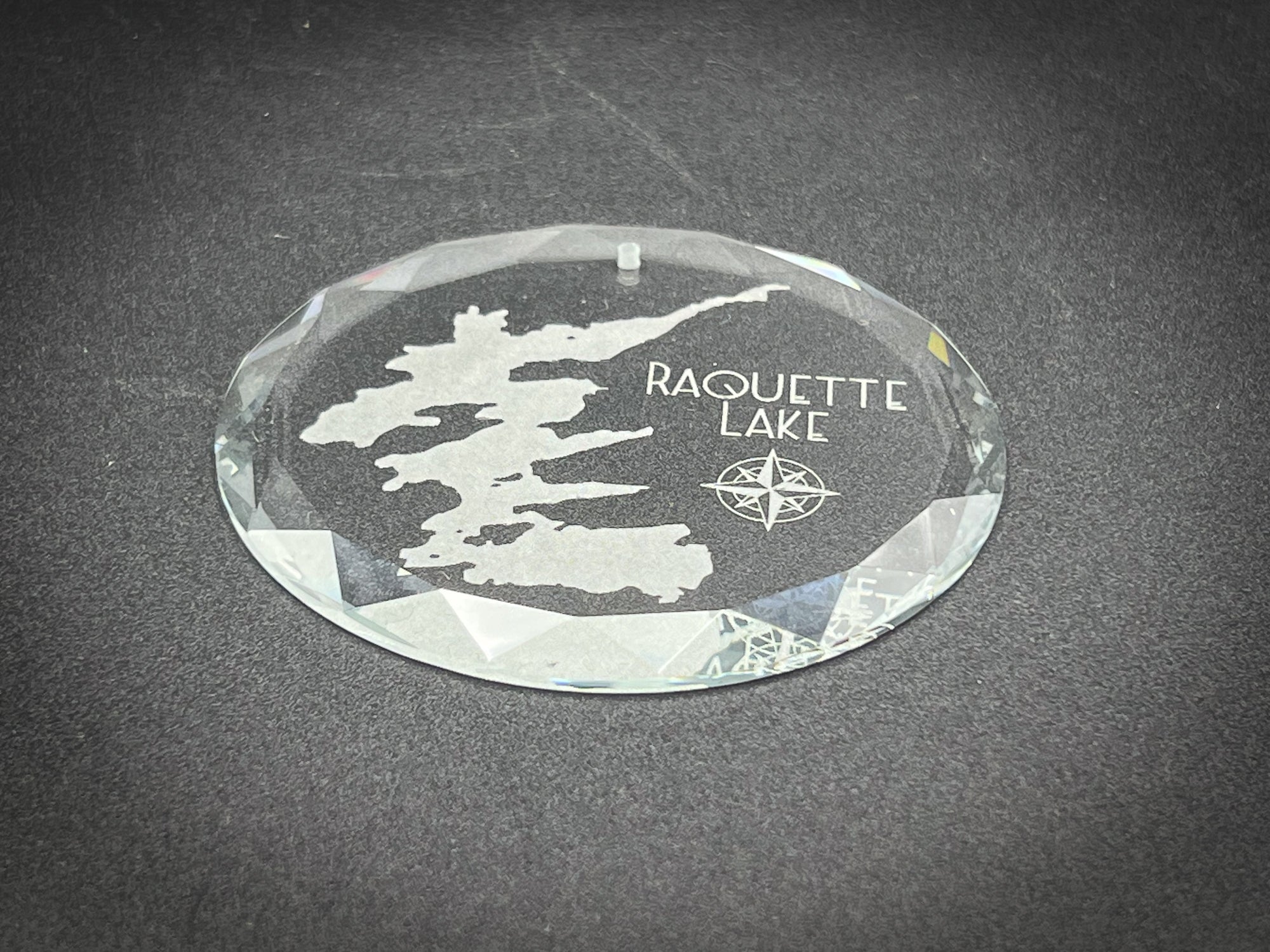 Raquette Lake New York Round Clear Glass Ornament