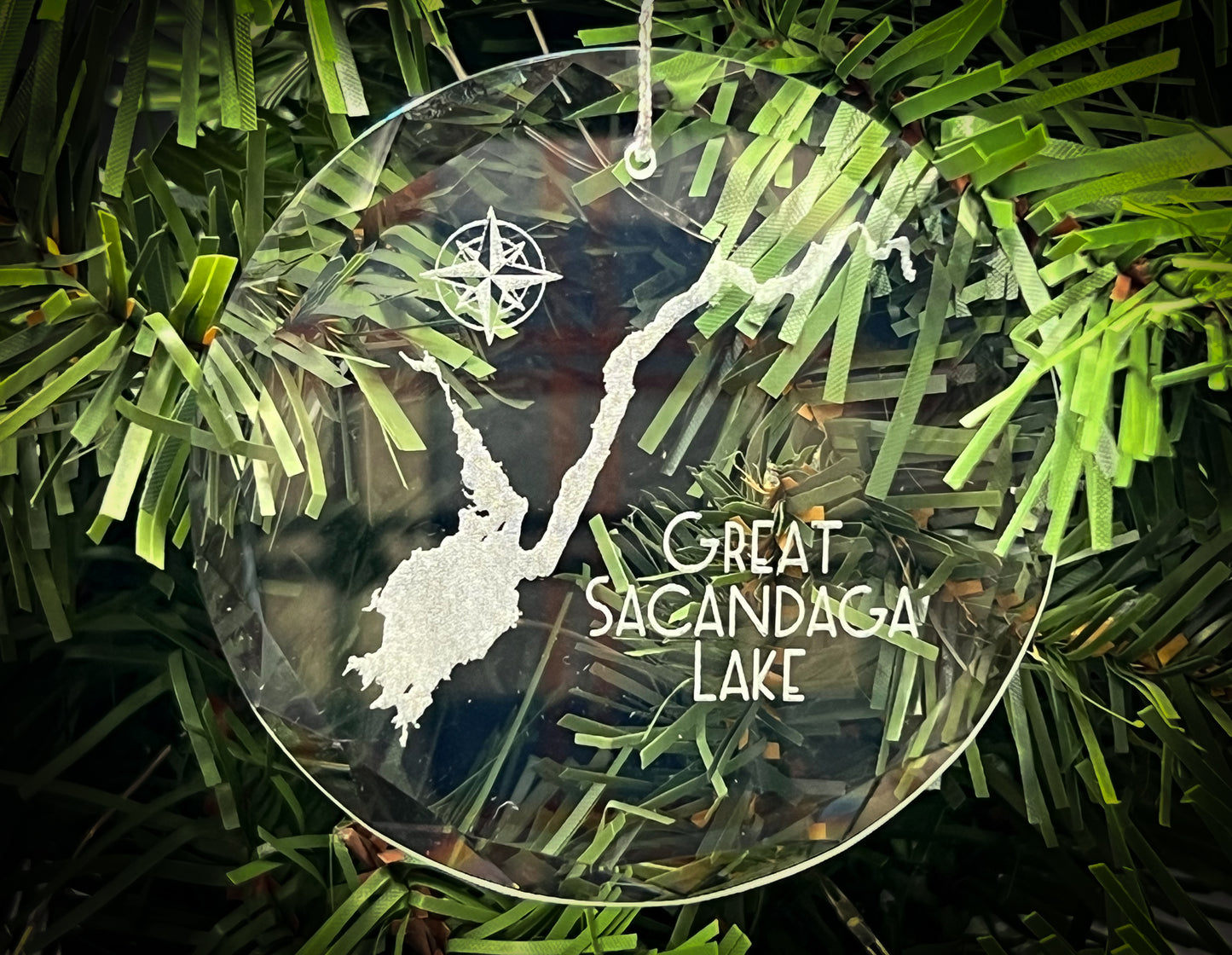 Great Sacandaga Lake New York Round Clear Glass Ornament