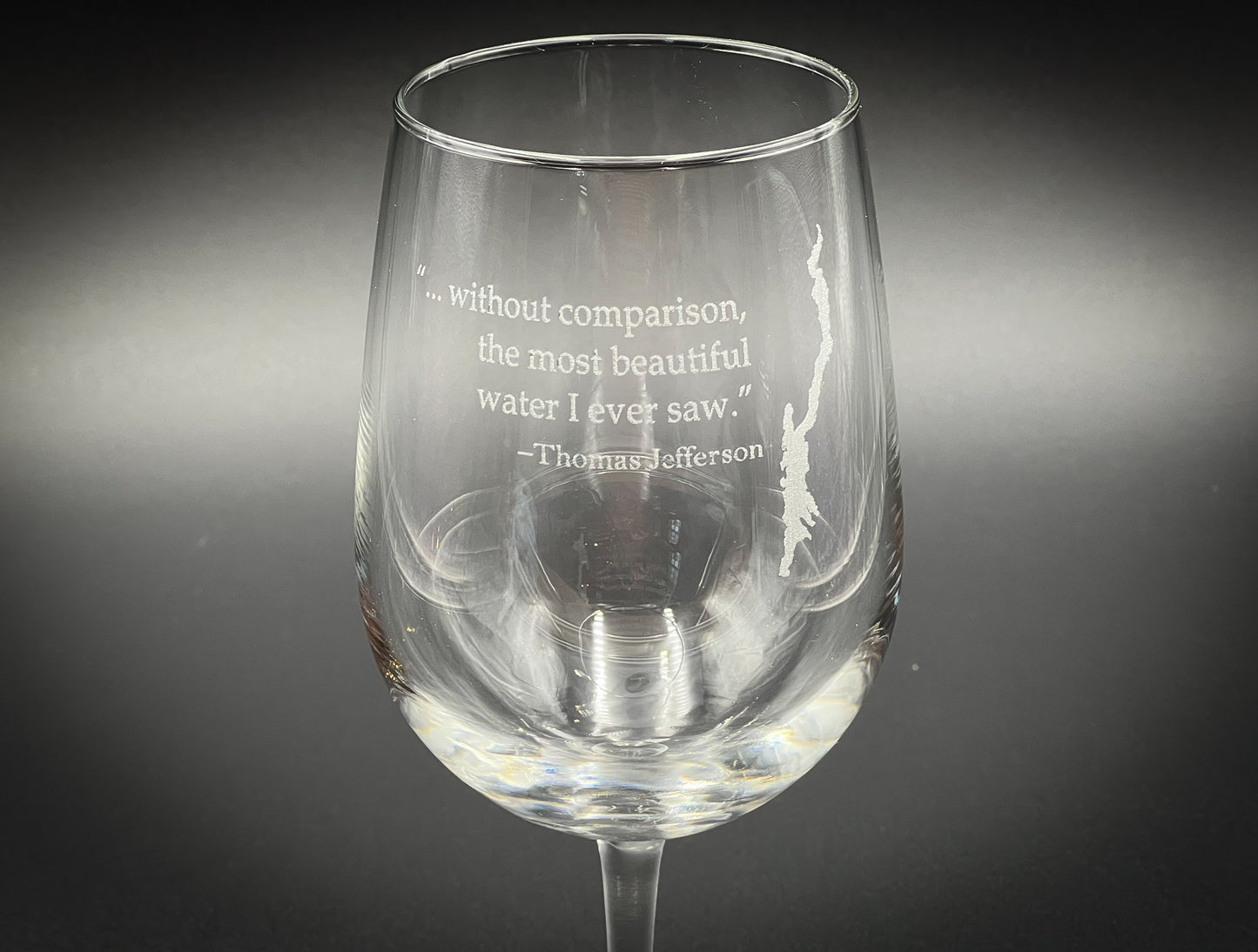 Lake George with Thomas Jefferson Quote 18.5 oz Stemmed Wine Glass