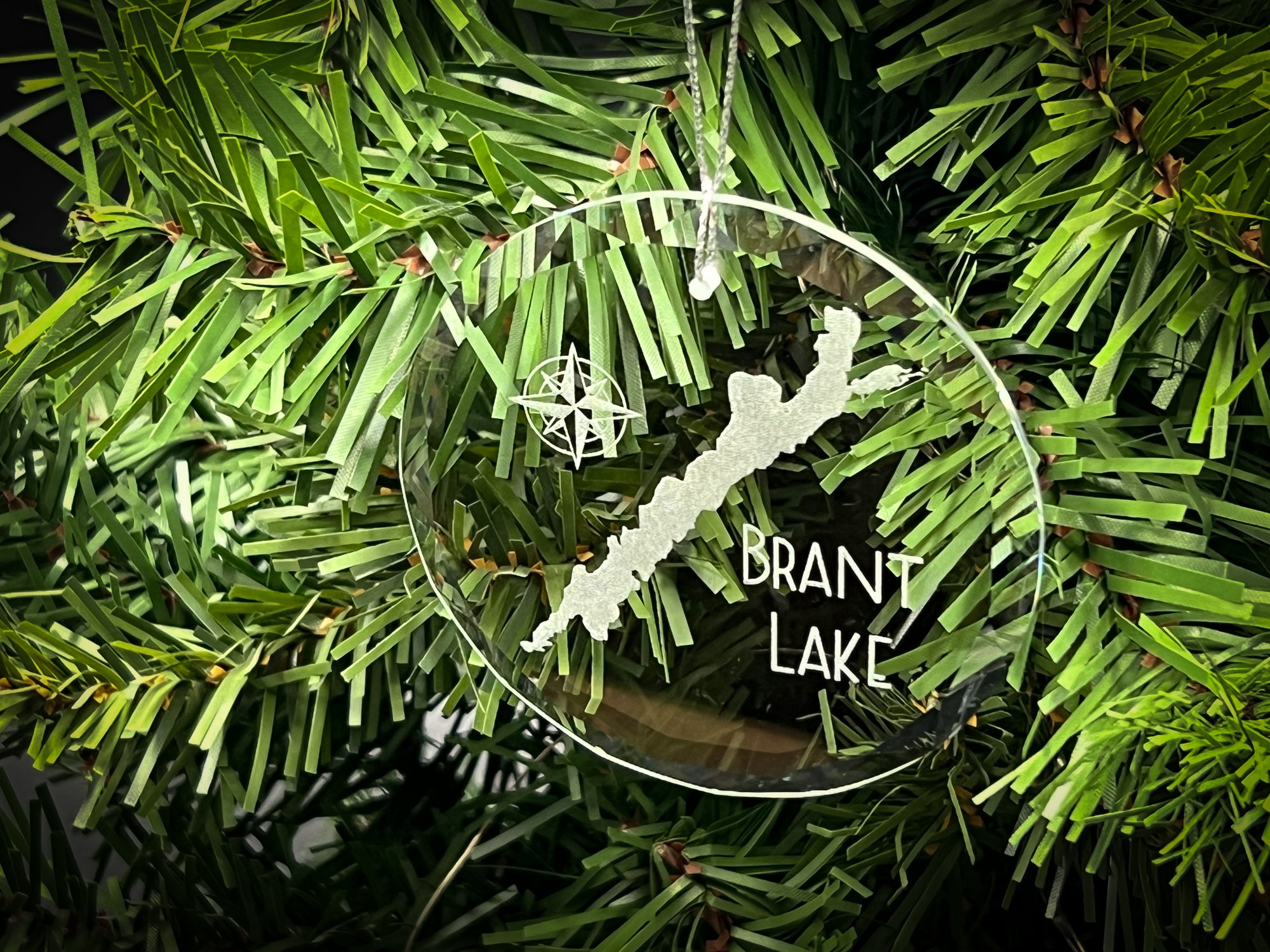 Brant Lake New York Round Clear Glass Ornament