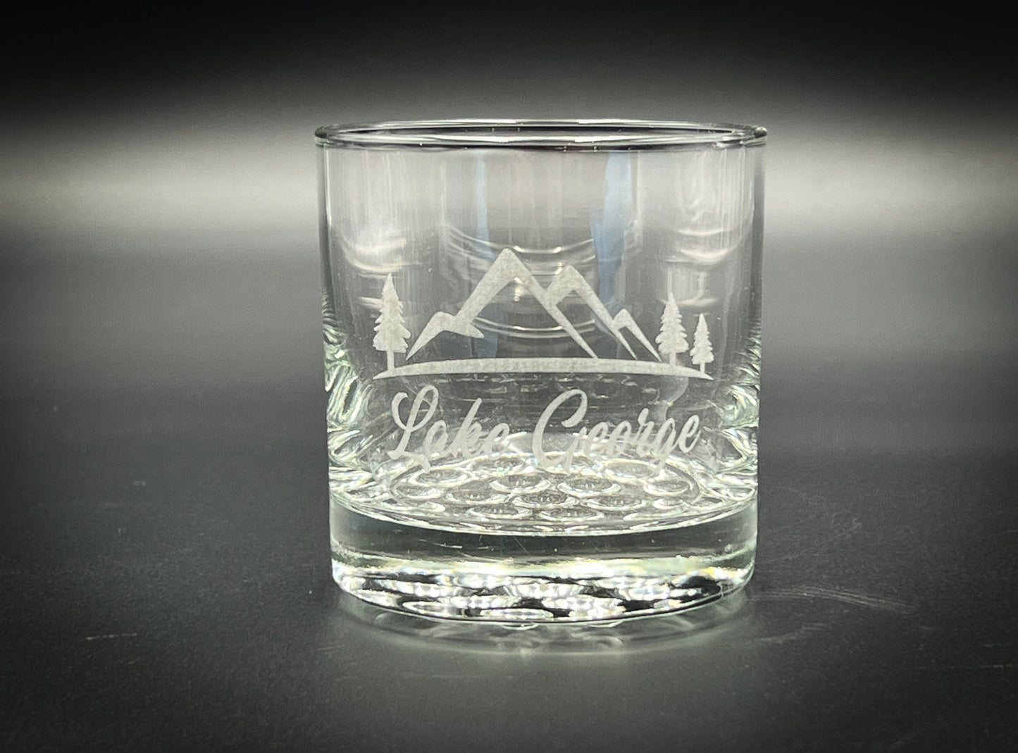 Lake George with Mountains Knob Rocks Glass