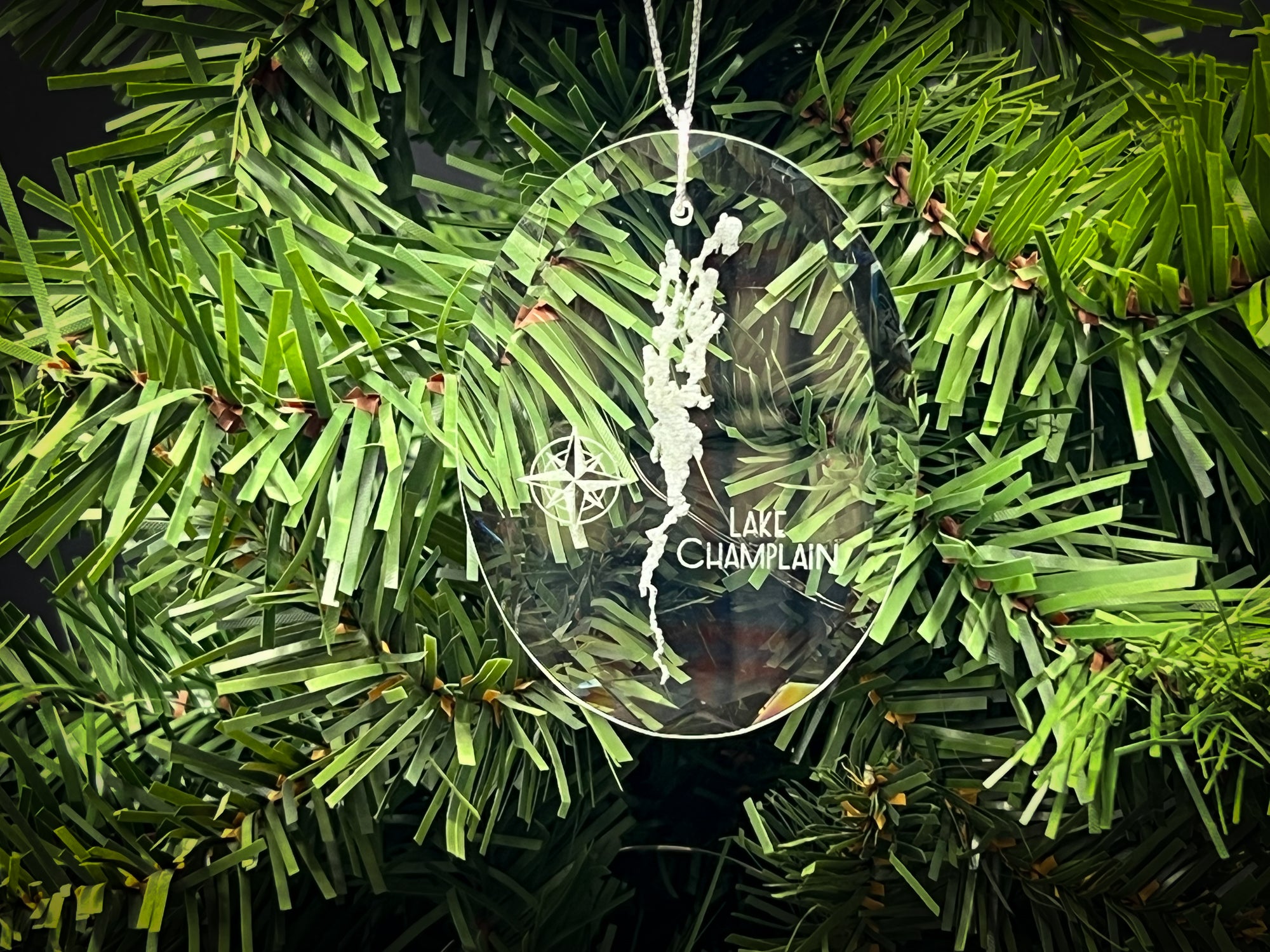 Lake Champlain New York Round Clear Glass Ornament