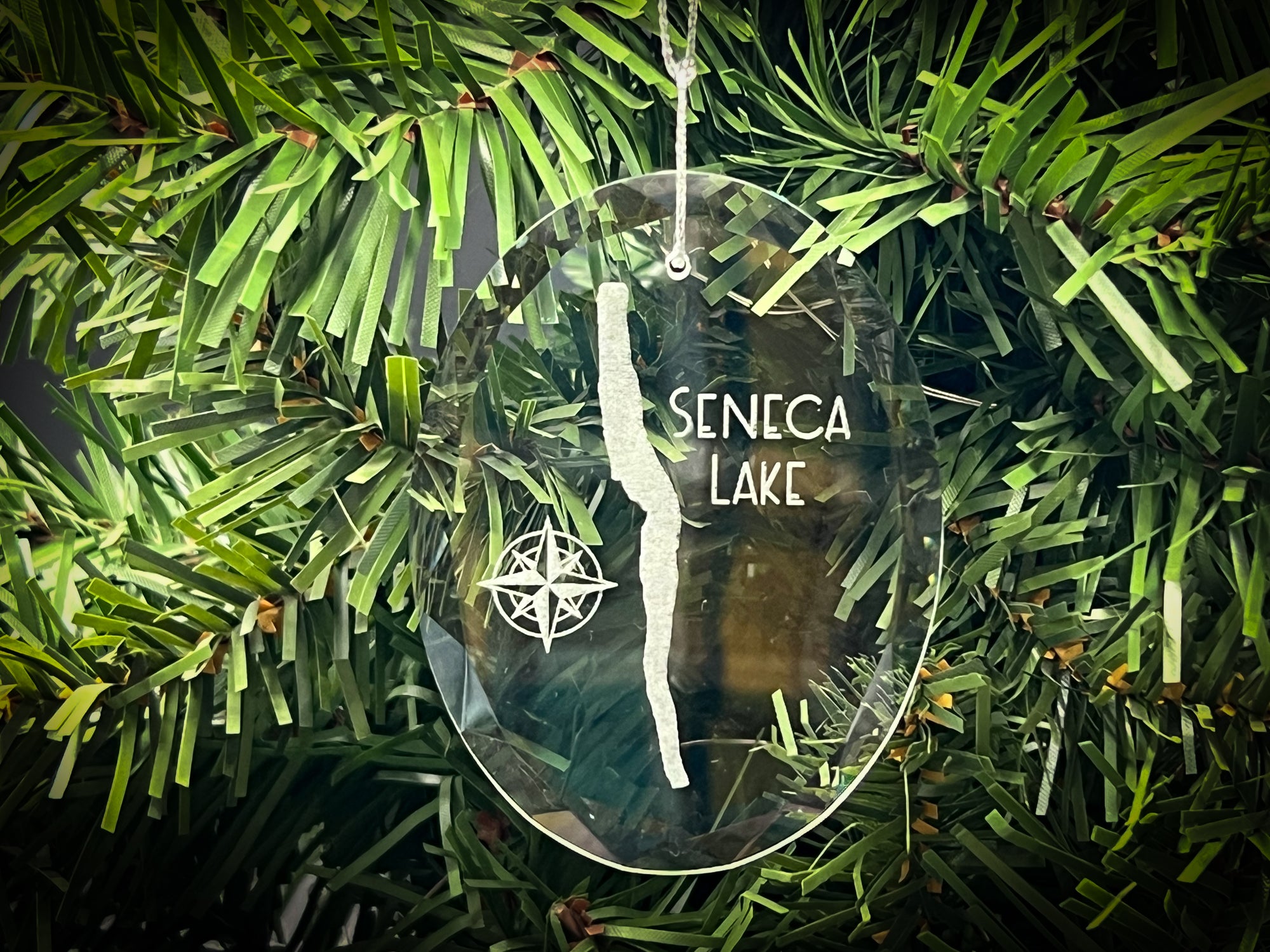 Seneca Lake New York Round Clear Glass Ornament