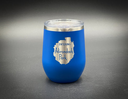 Entering the Adirondack Park Sign  12 oz Insulated Stemless Wine